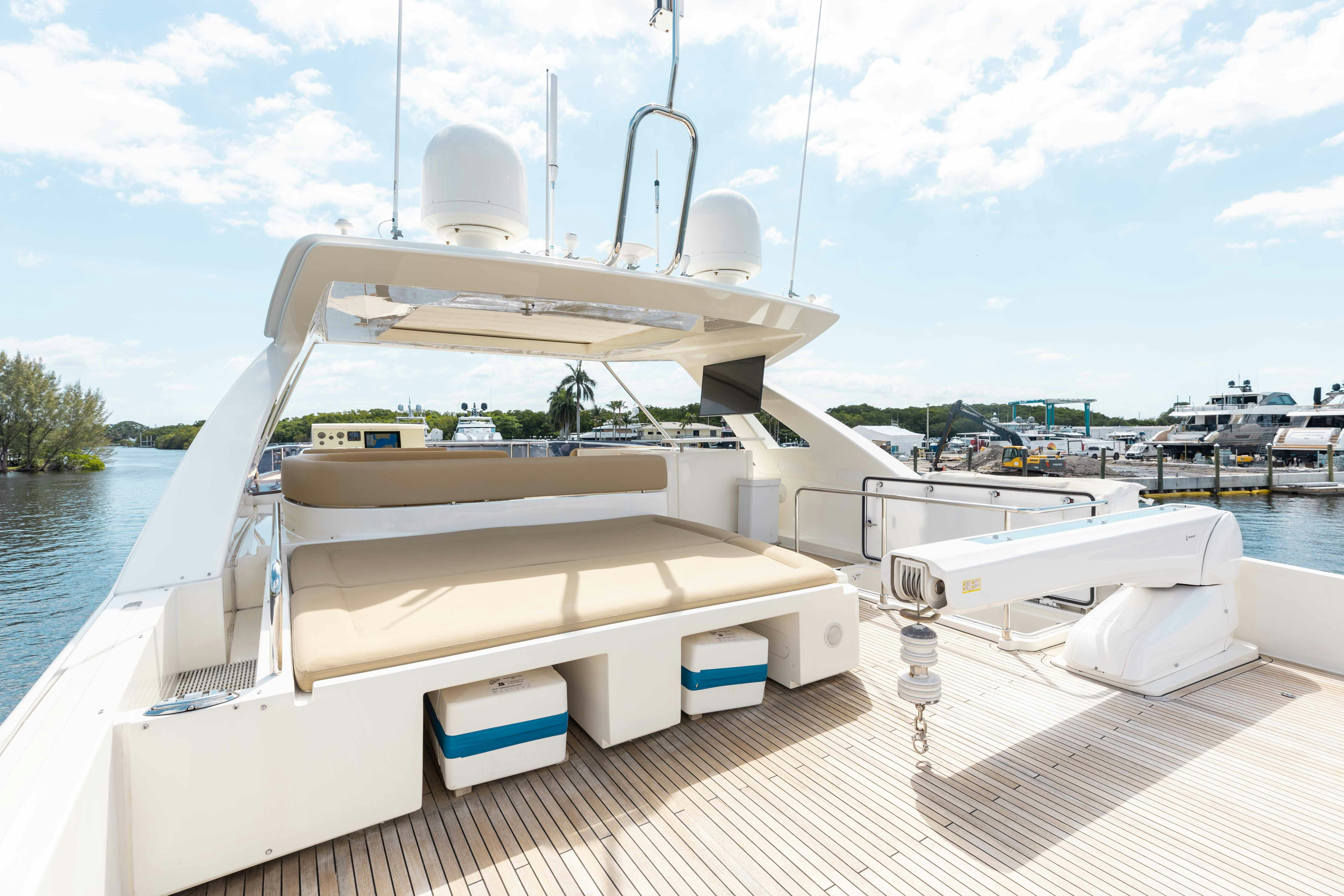 a boat on a dock aboard LIVING LIFE 3 Yacht for Sale