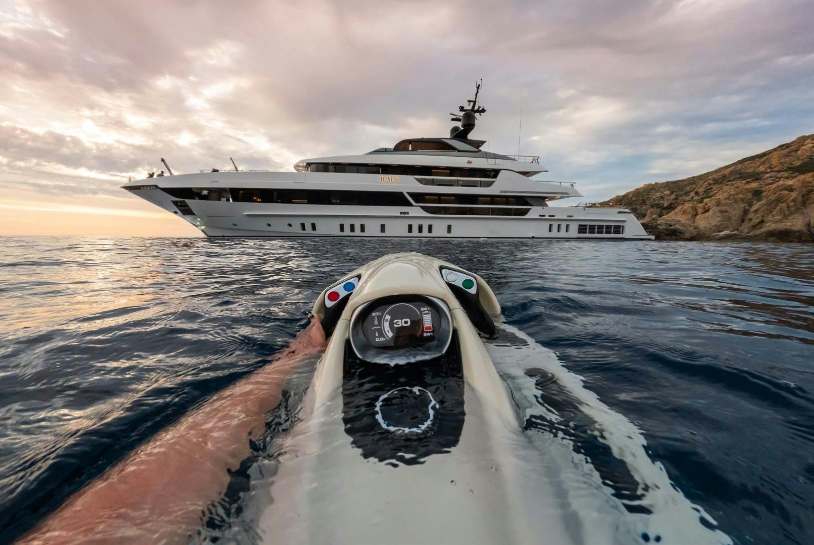 a ship on the water aboard R.M.F Yacht for Charter