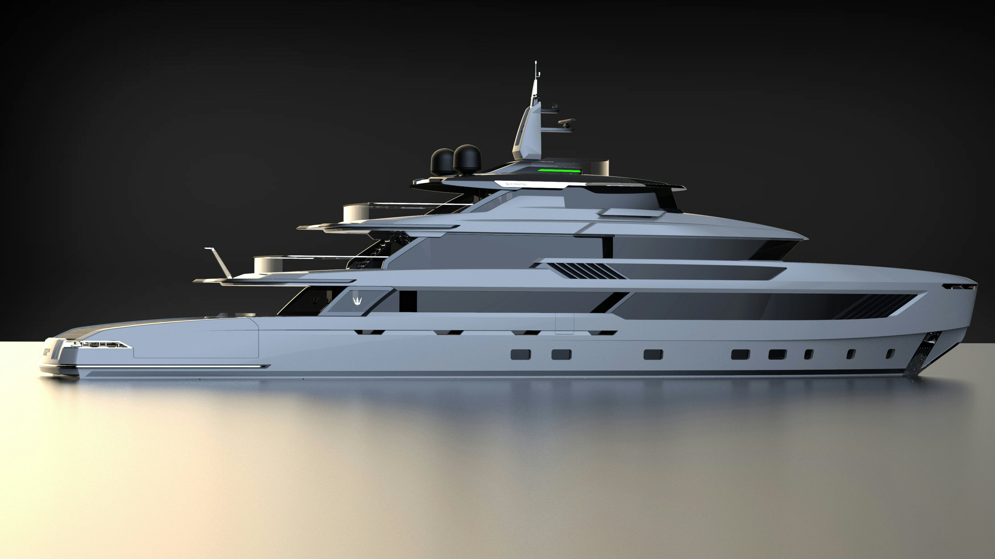 a white and black boat aboard OCEAN KING DOGE 500 Yacht for Sale