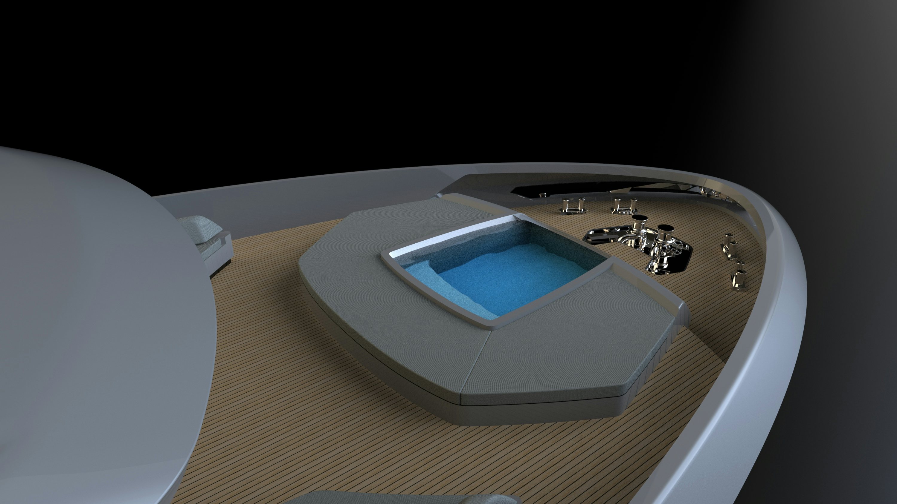 a white rectangular object with a blue square aboard OCEAN KING DOGE 500 Yacht for Sale