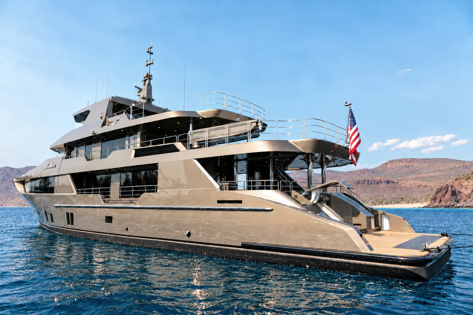 a large boat in the water aboard ZEMBRA Yacht for Charter