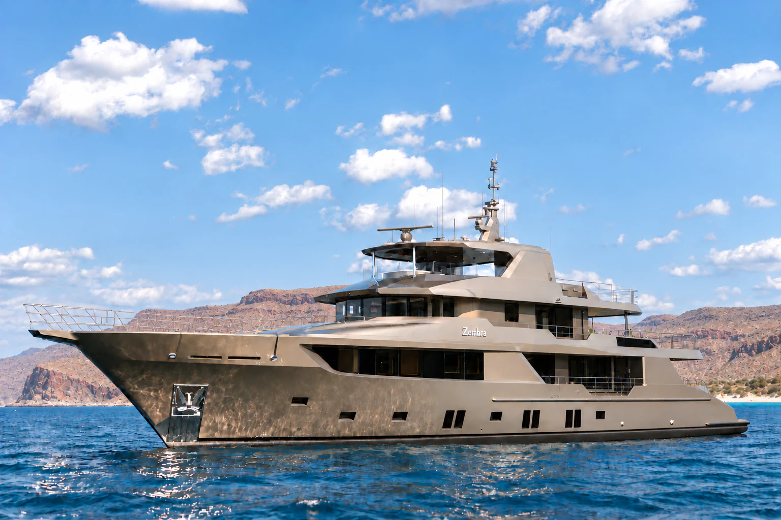 a large ship in the water aboard ZEMBRA Yacht for Charter