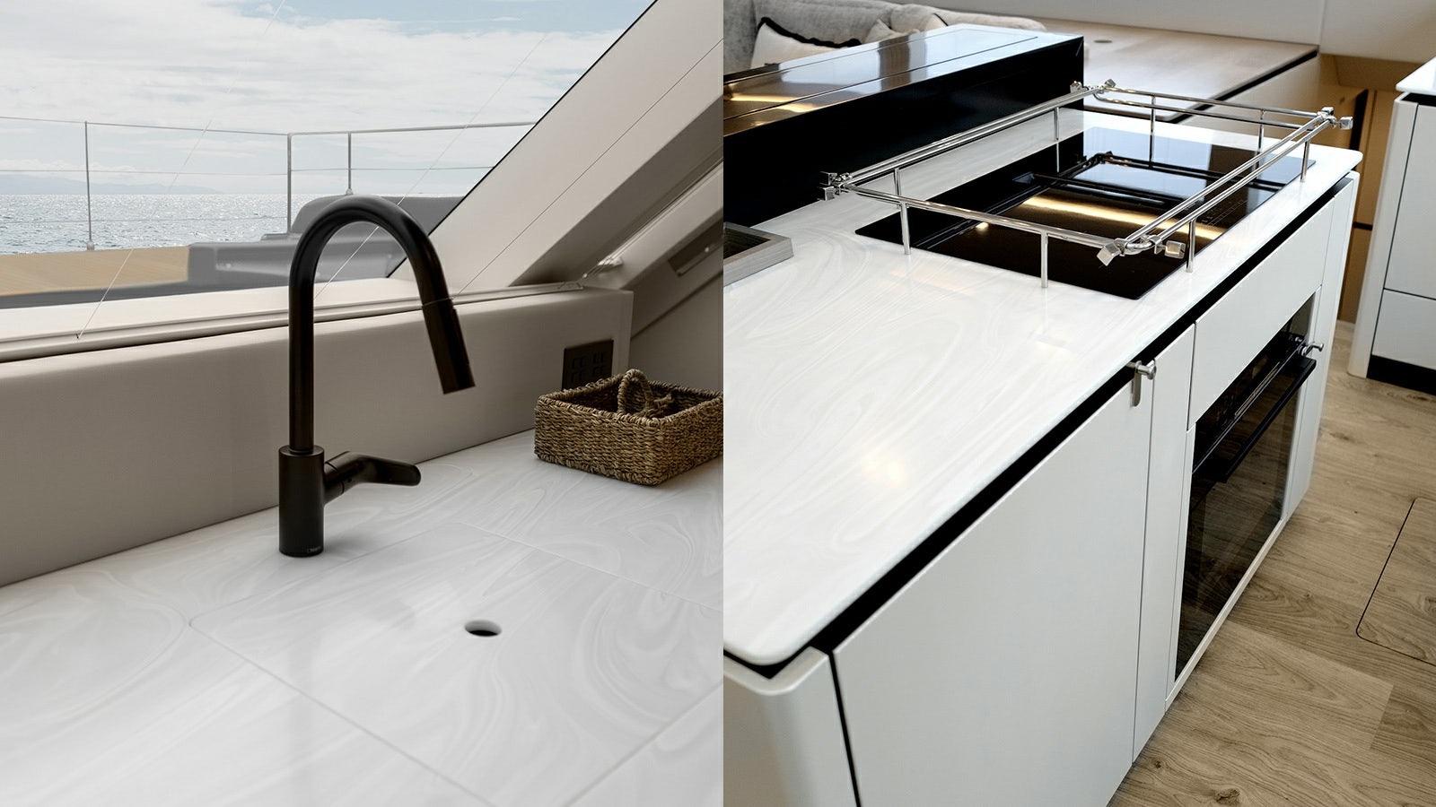 a room with a table and chairs aboard AMILEO Yacht for Charter