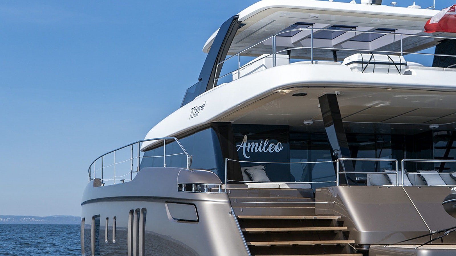 a boat on the water aboard AMILEO Yacht for Charter