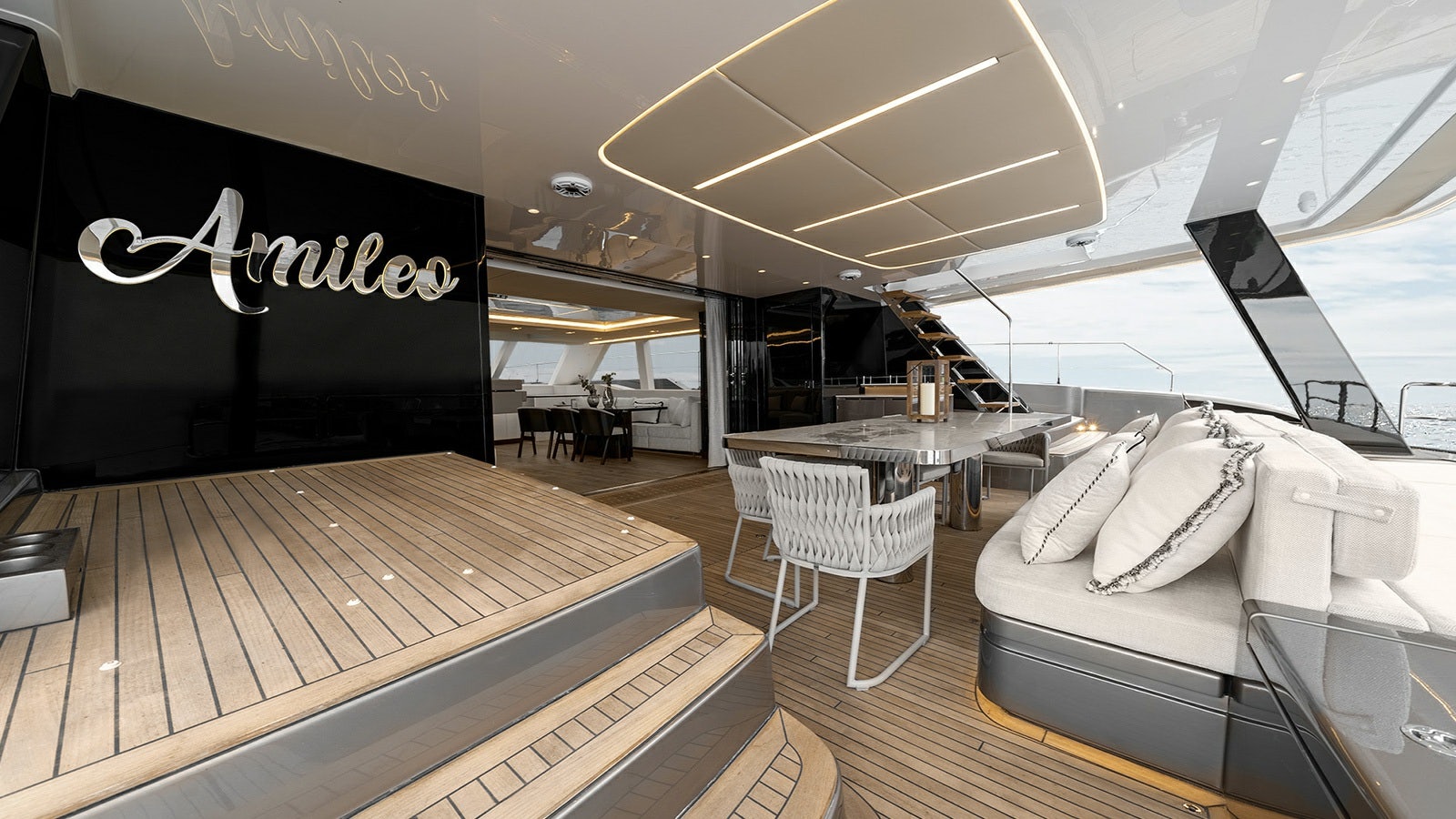 a boat on the water aboard AMILEO Yacht for Charter