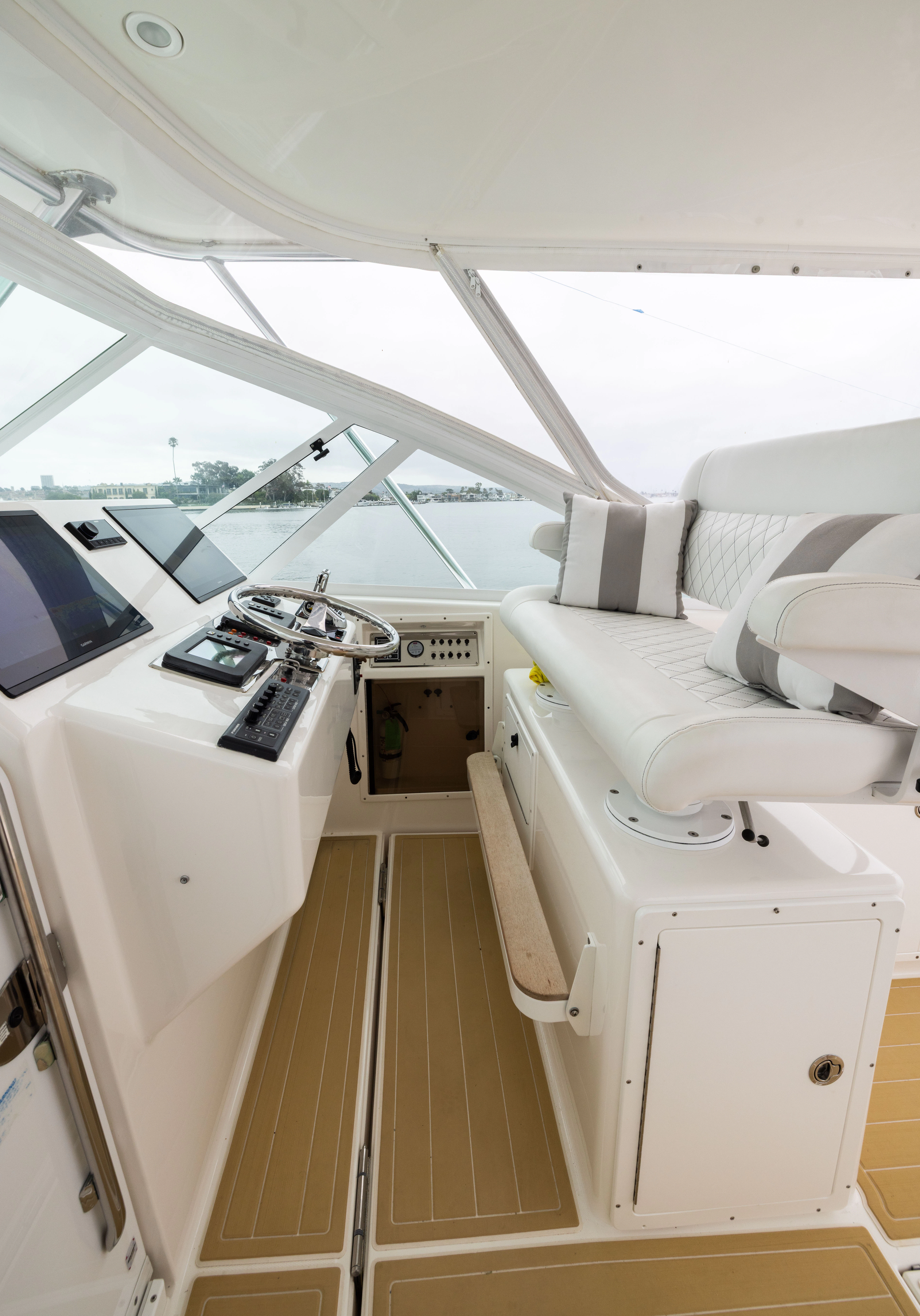 inside of a car aboard SHOW TIME Yacht for Sale