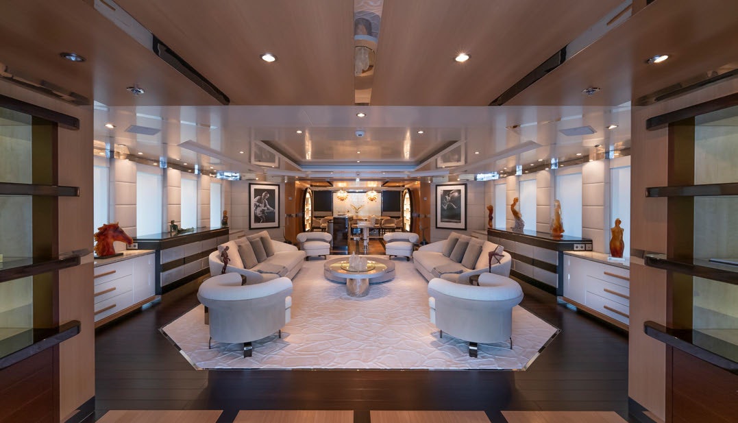 a large living room with a large open floor plan aboard SCOTT FREE Yacht for Charter