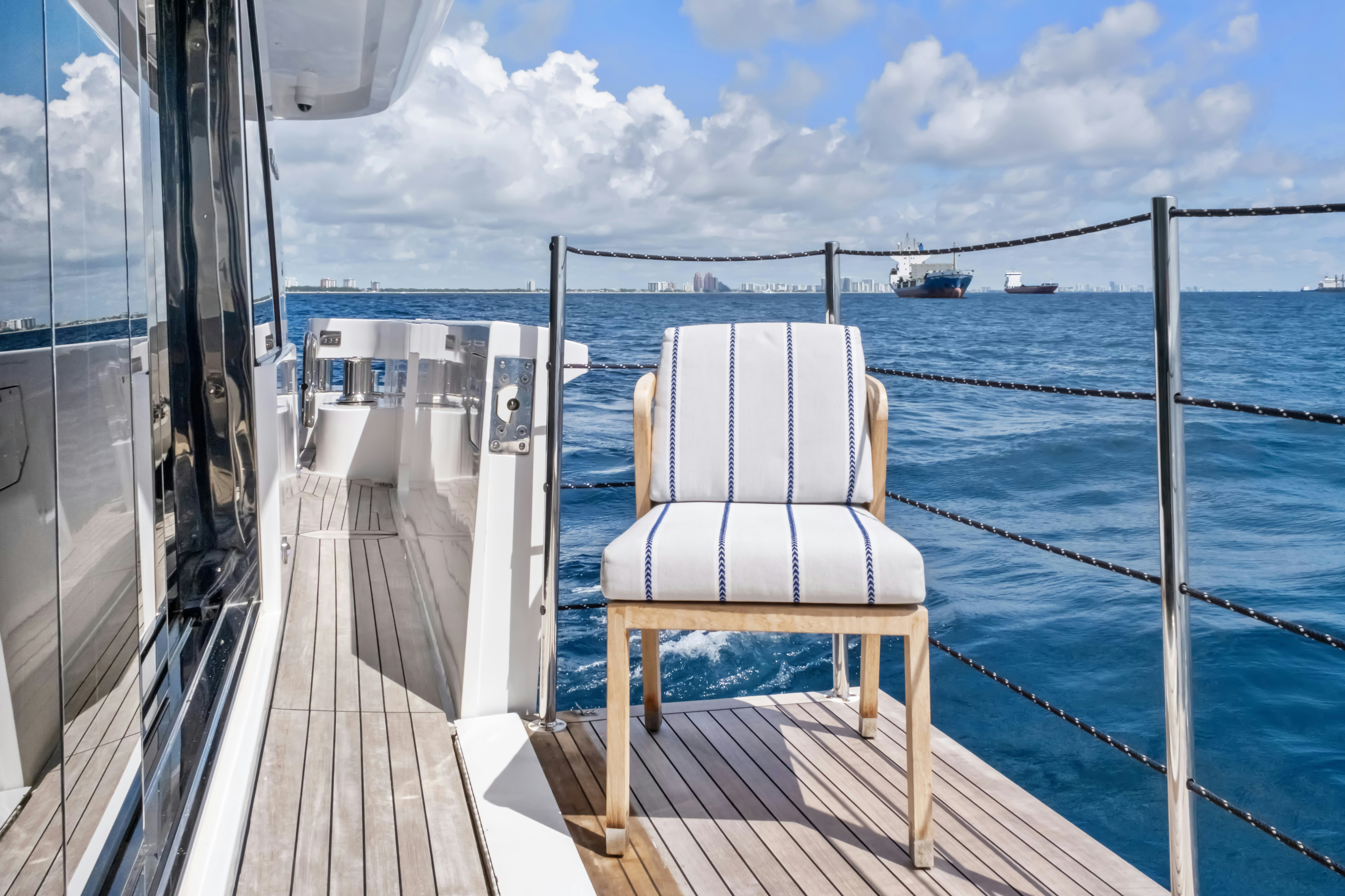 a chair on a boat aboard SURPLUS LINES Yacht for Sale
