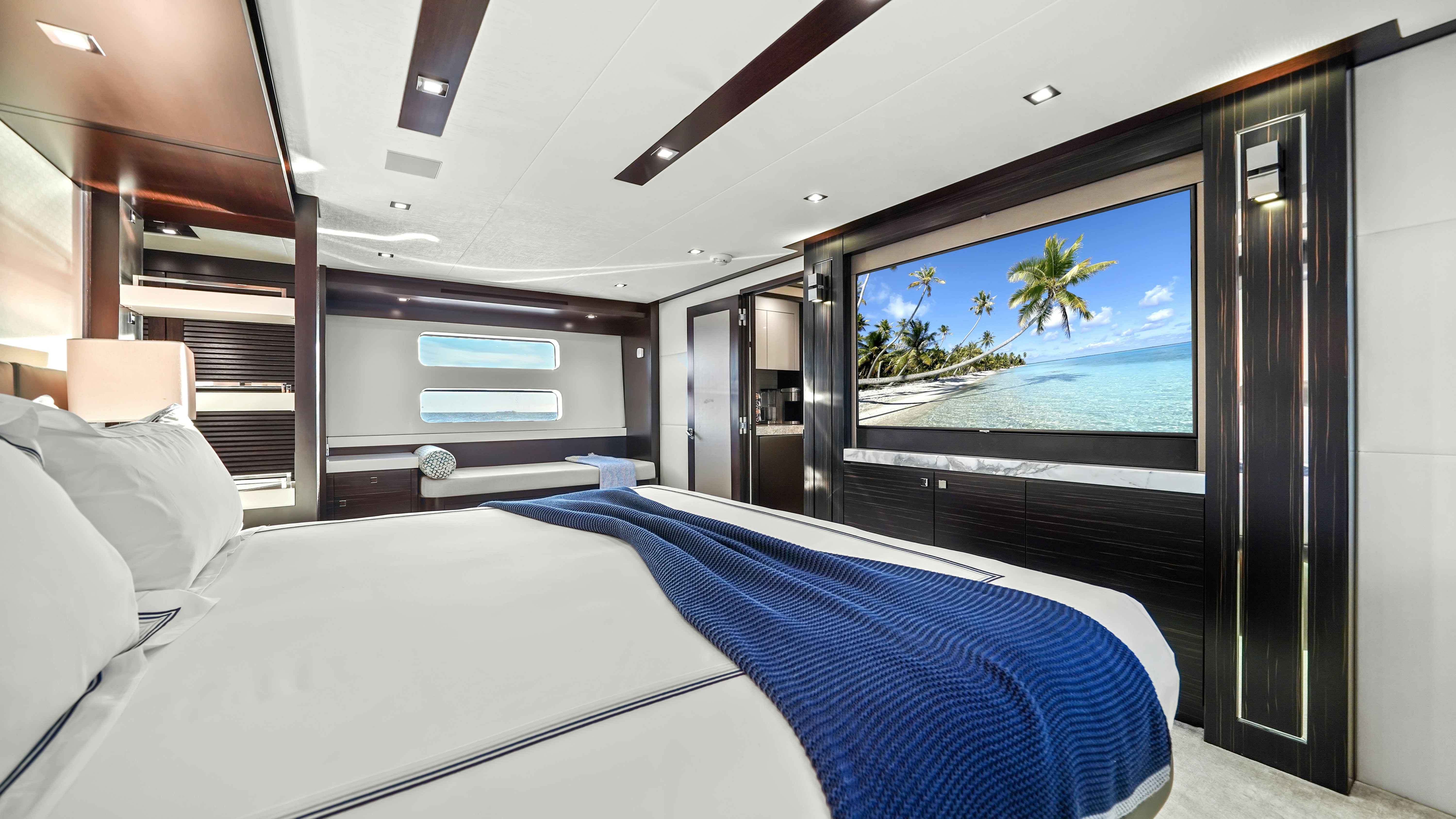 a large bed in a room aboard SURPLUS LINES Yacht for Sale
