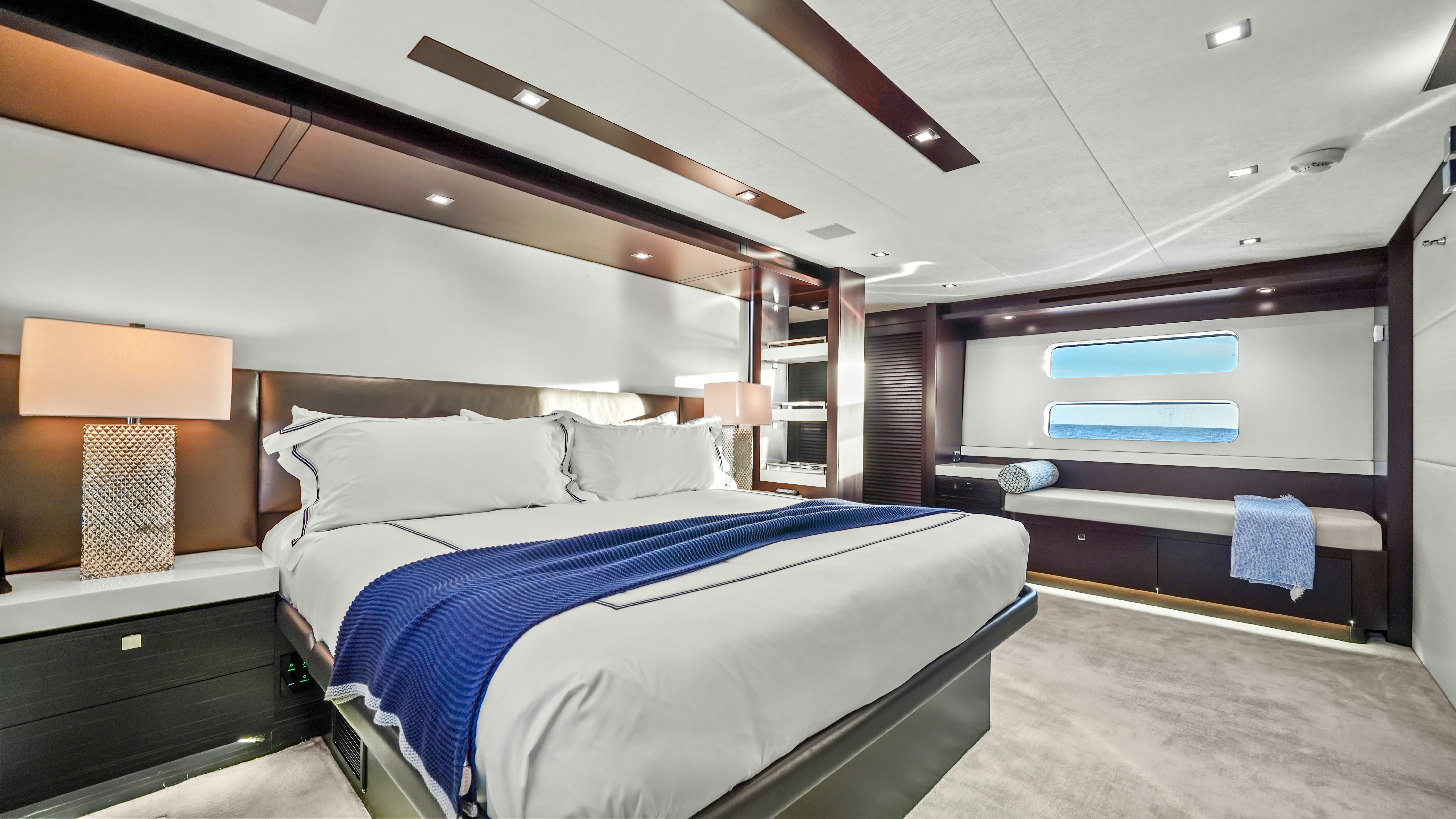 a large bed in a room aboard SURPLUS LINES Yacht for Sale