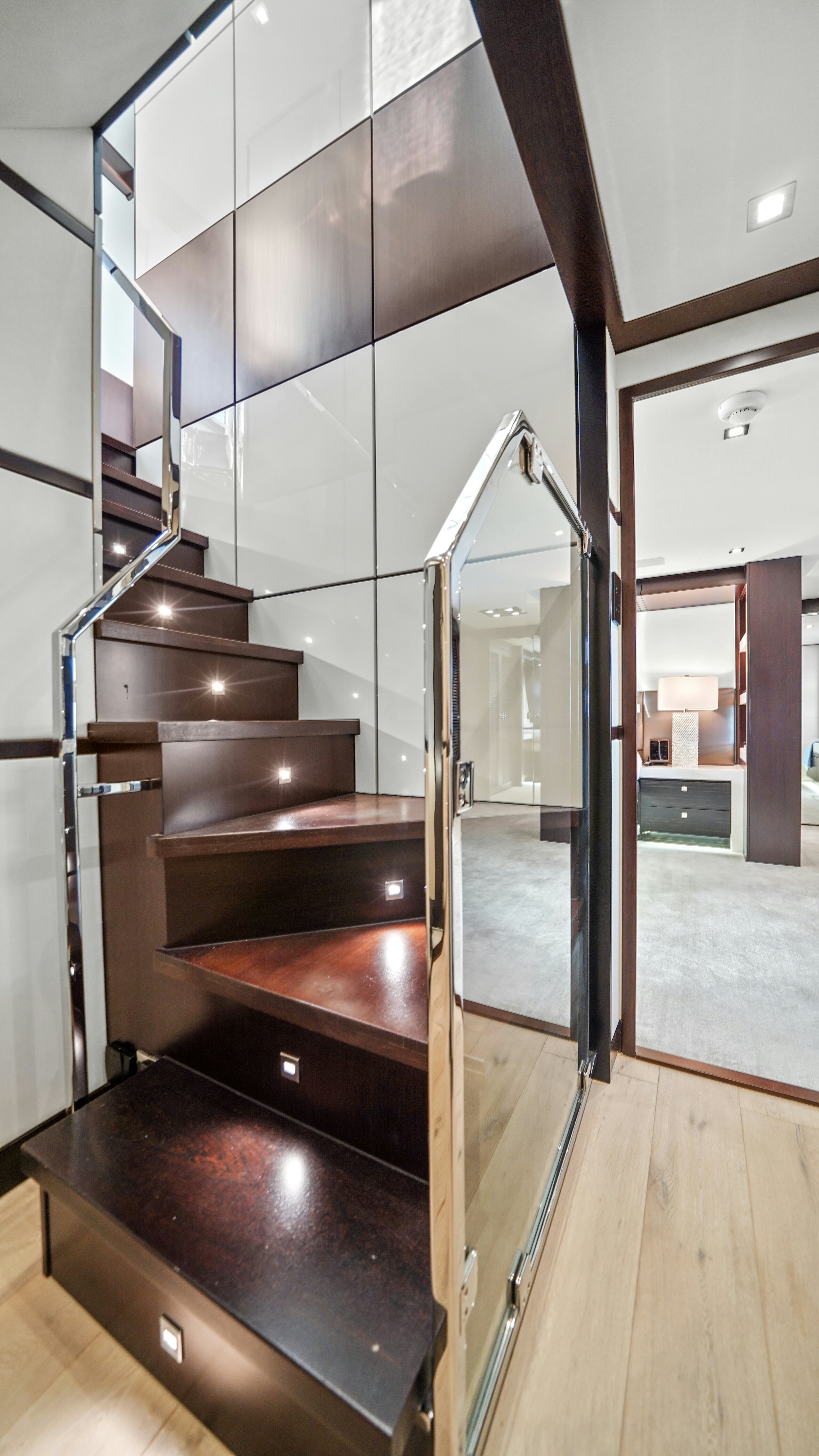 a kitchen with a wood counter aboard SURPLUS LINES Yacht for Sale