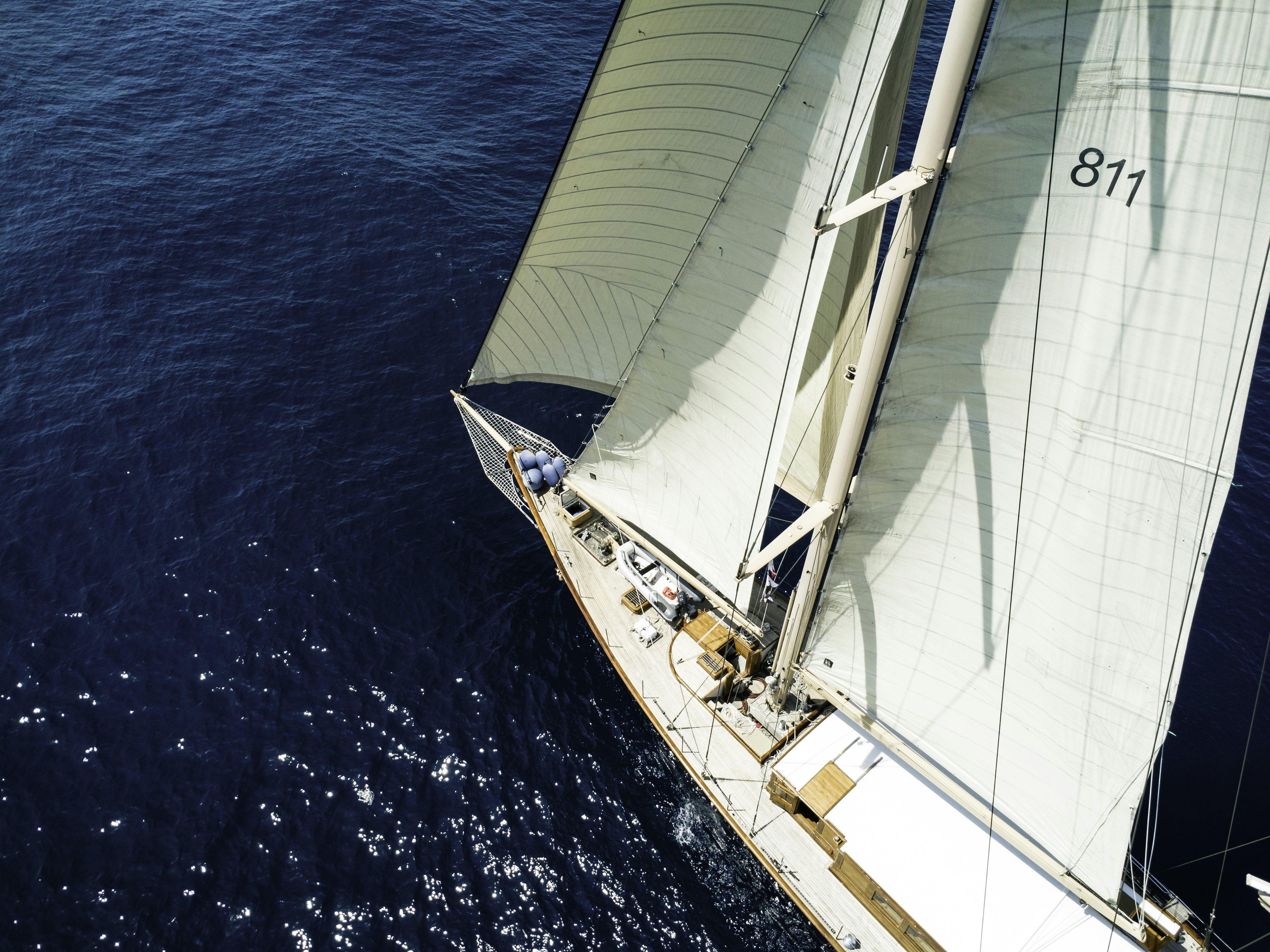 a boat sailing on the sea aboard STRANGERS IN THE NIGHT Yacht for Sale