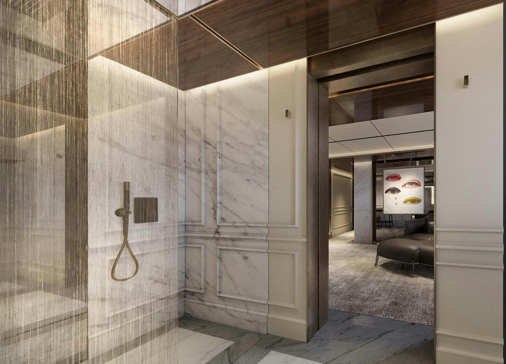 a room with a door and a mirror aboard S-FORCE 55 HULL #4 Yacht for Sale