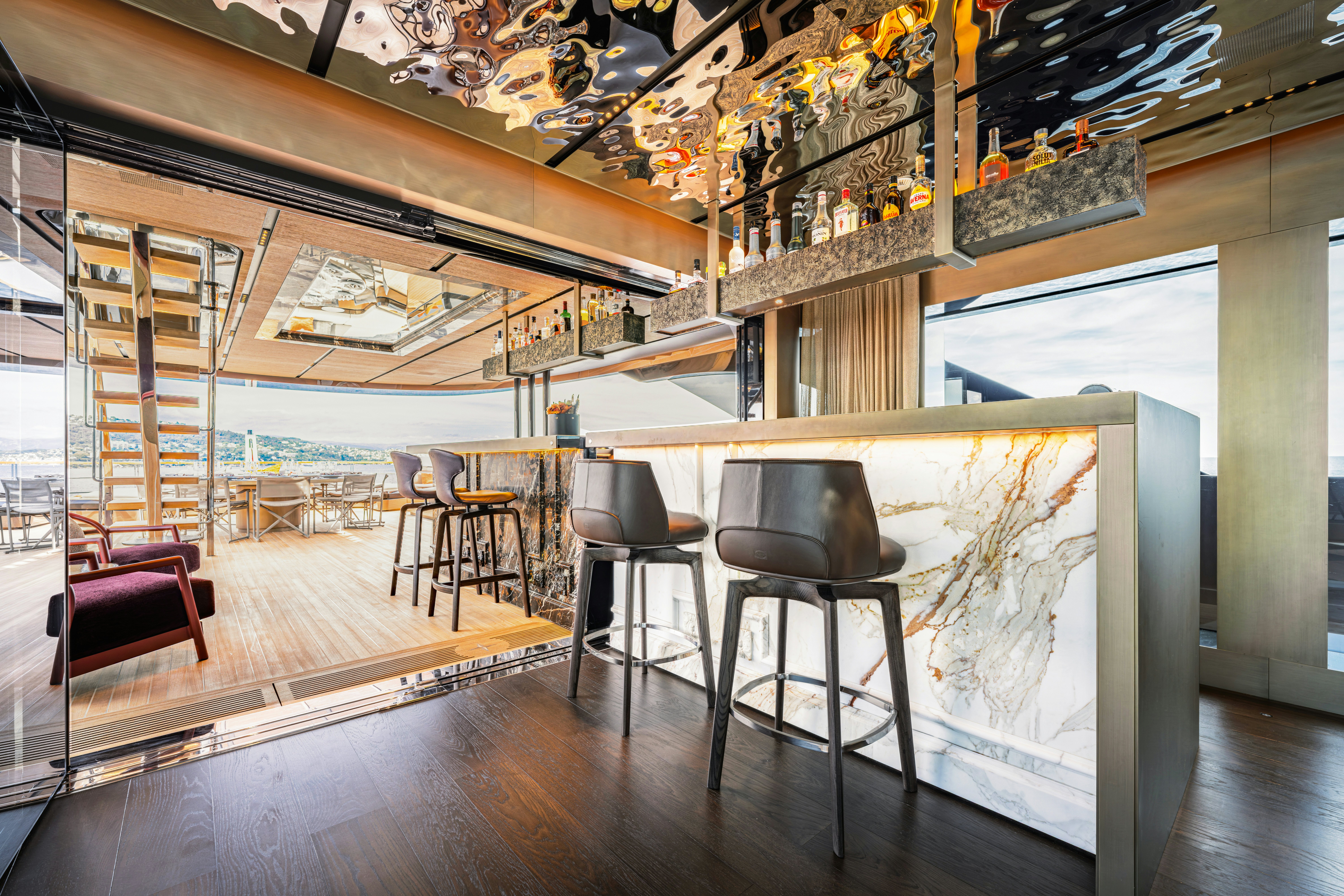 a room with a table and chairs aboard S-FORCE 55 HULL #4 Yacht for Sale