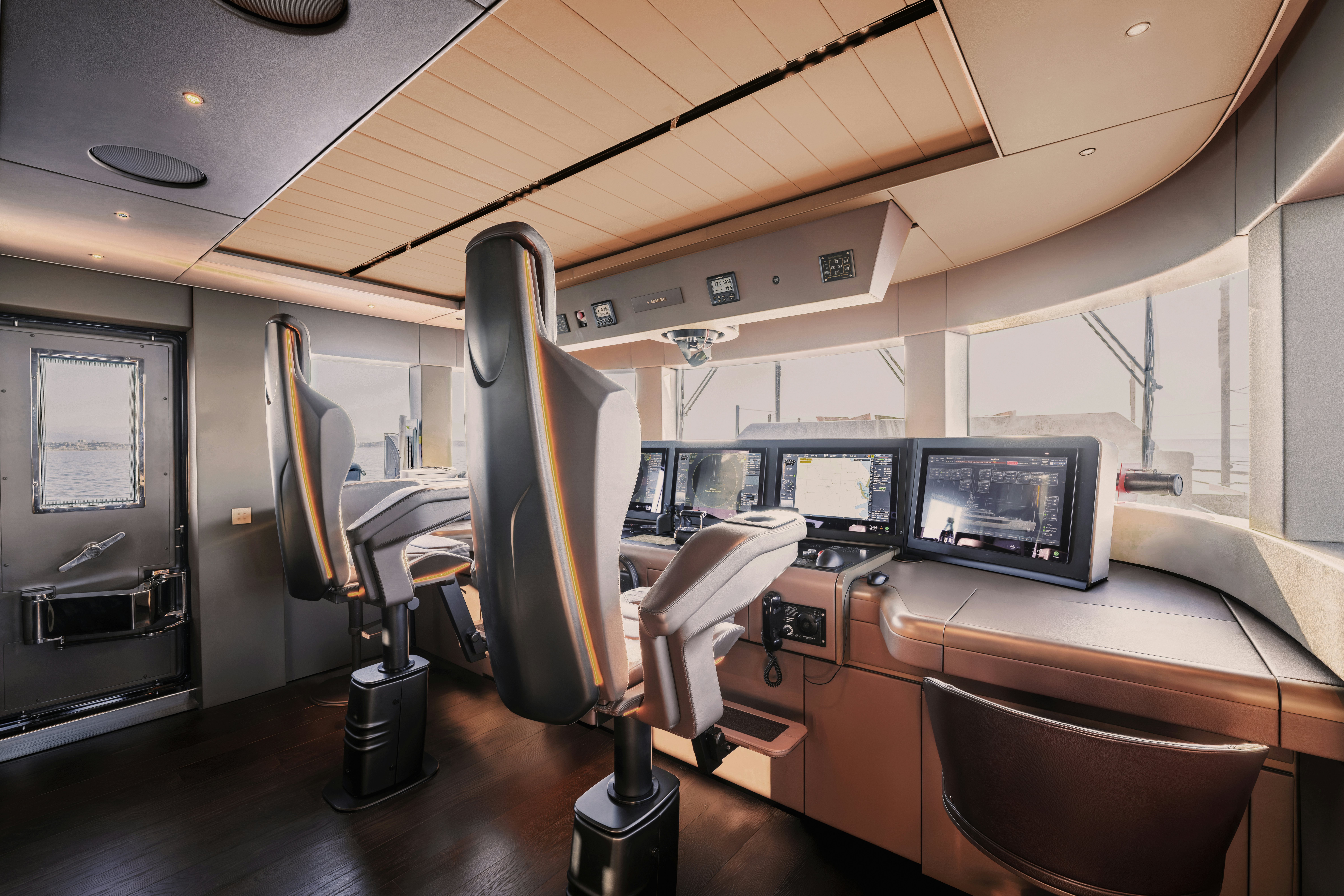 a room with a large desk and chairs aboard S-FORCE 55 HULL #4 Yacht for Sale