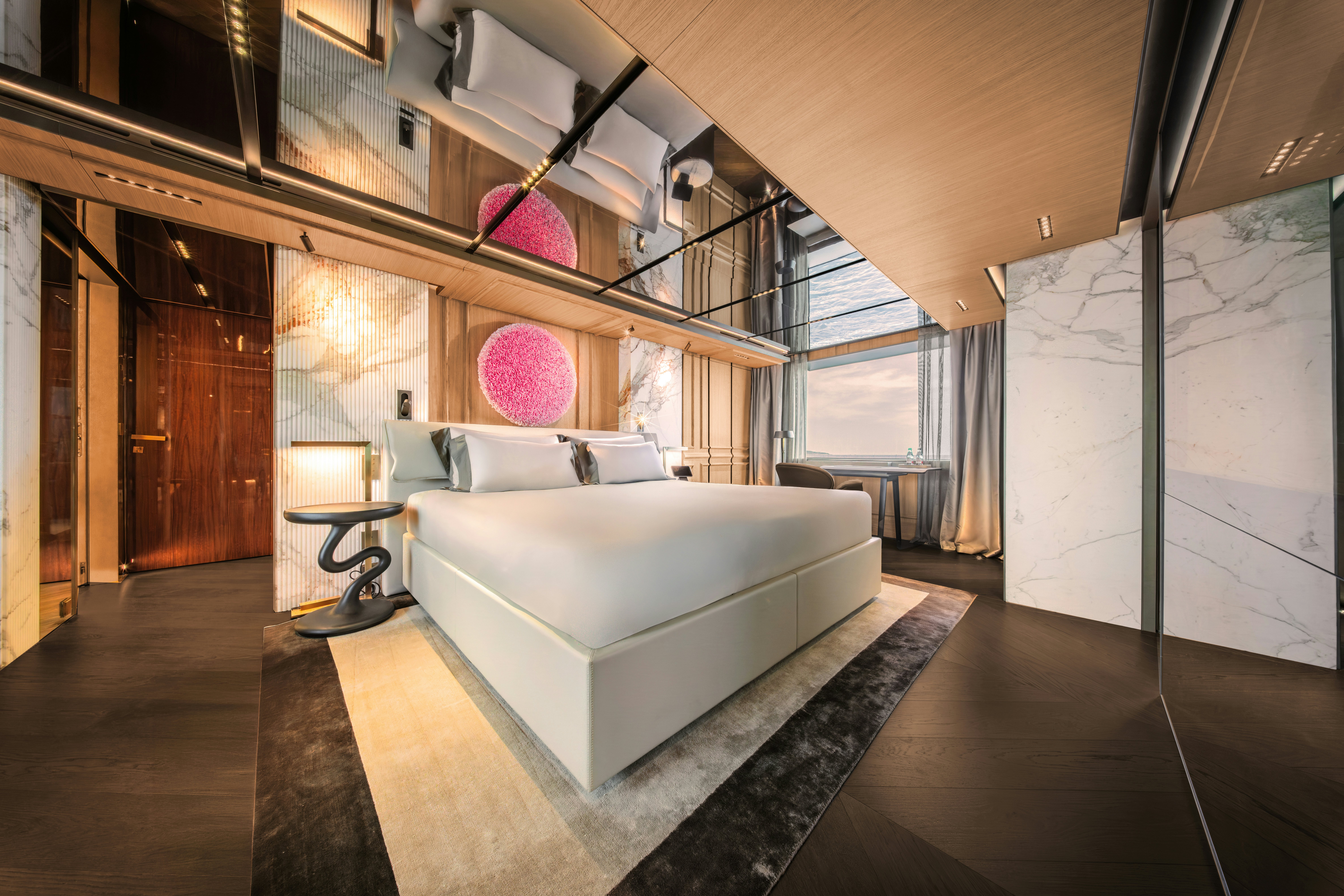 a room with a bed and a table aboard S-FORCE 55 HULL #4 Yacht for Sale