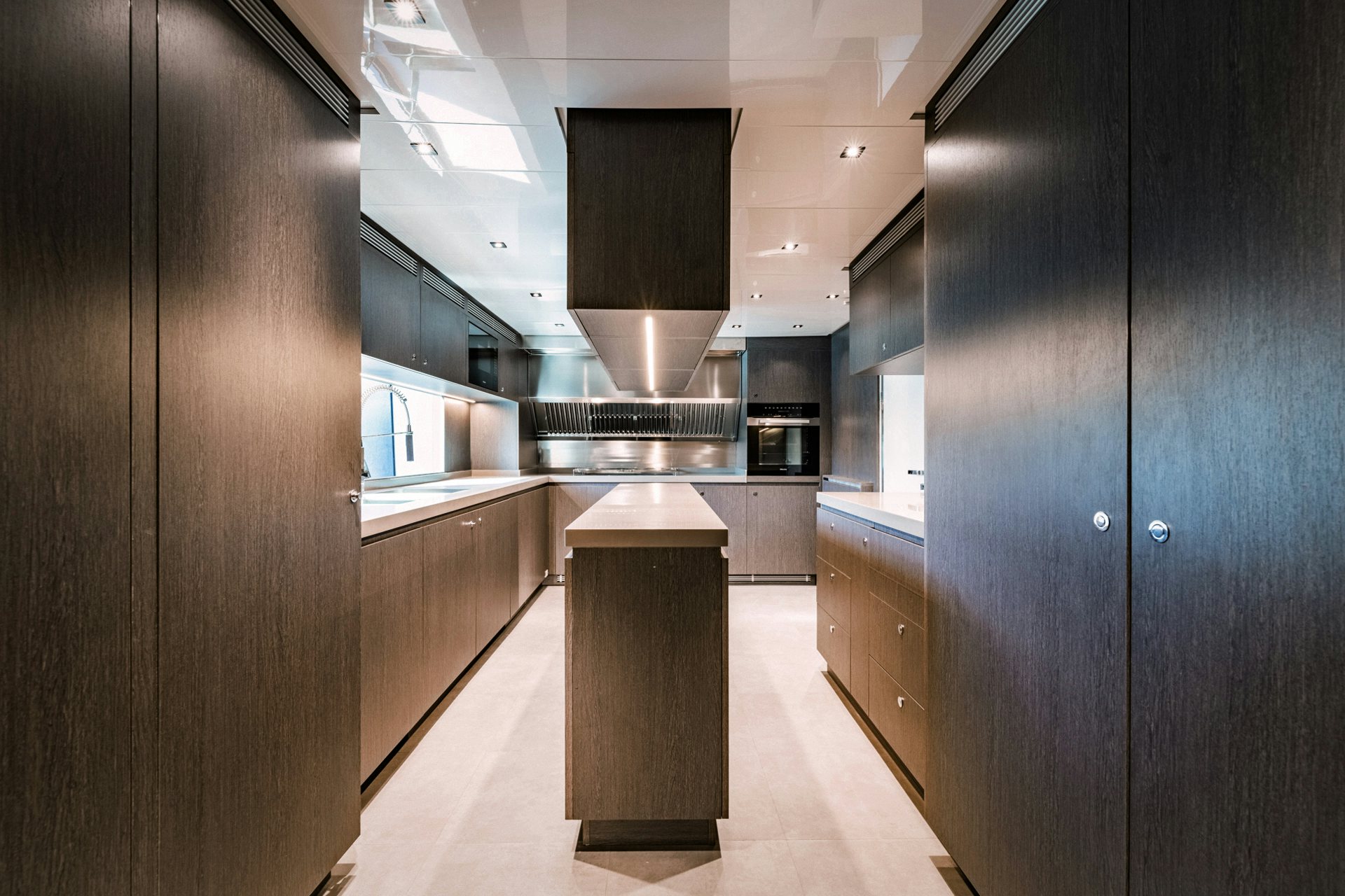 a large room with cabinets and a large sink aboard S-FORCE 55 HULL #4 Yacht for Sale