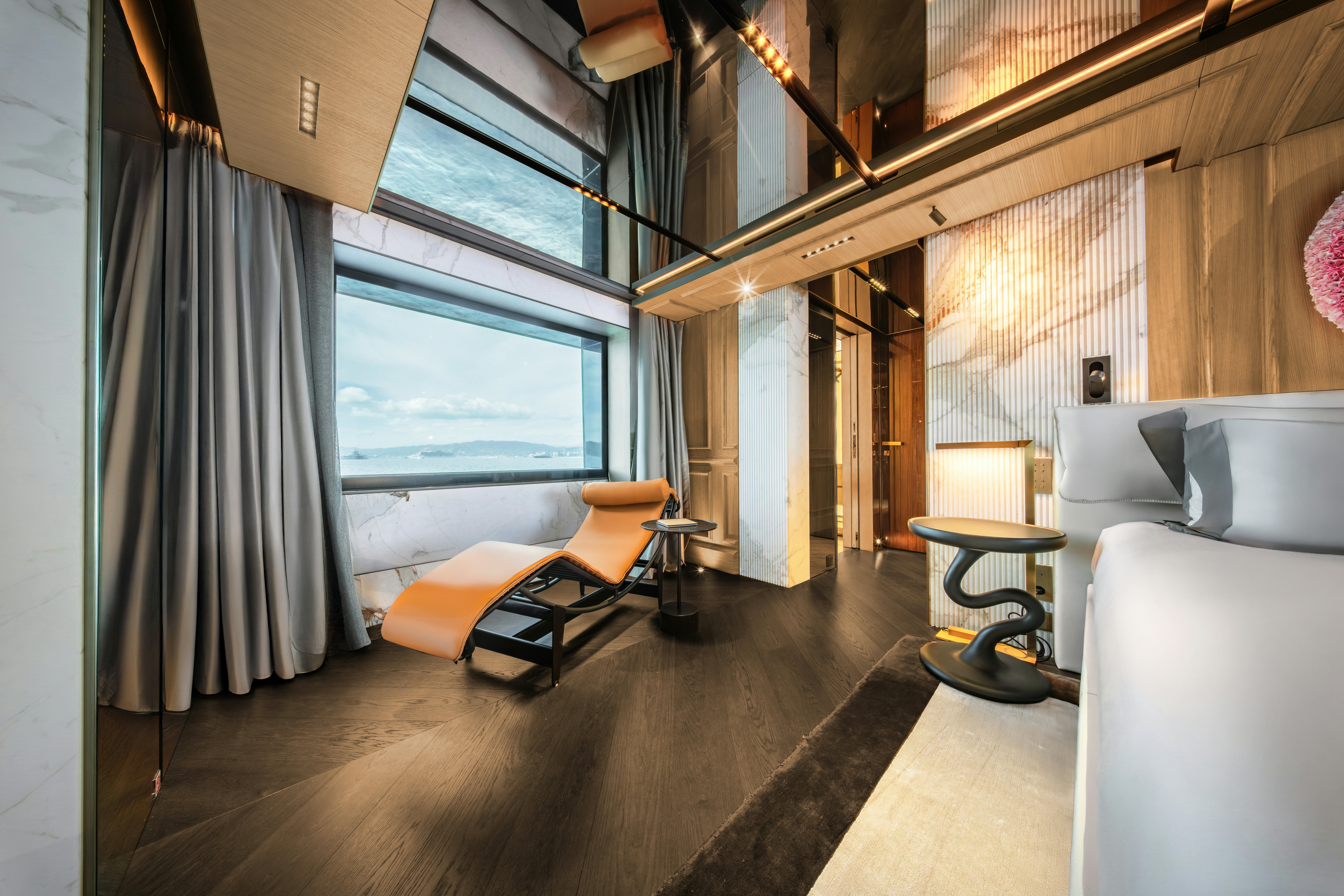 a room with a bed and a desk aboard S-FORCE 55 HULL #4 Yacht for Sale