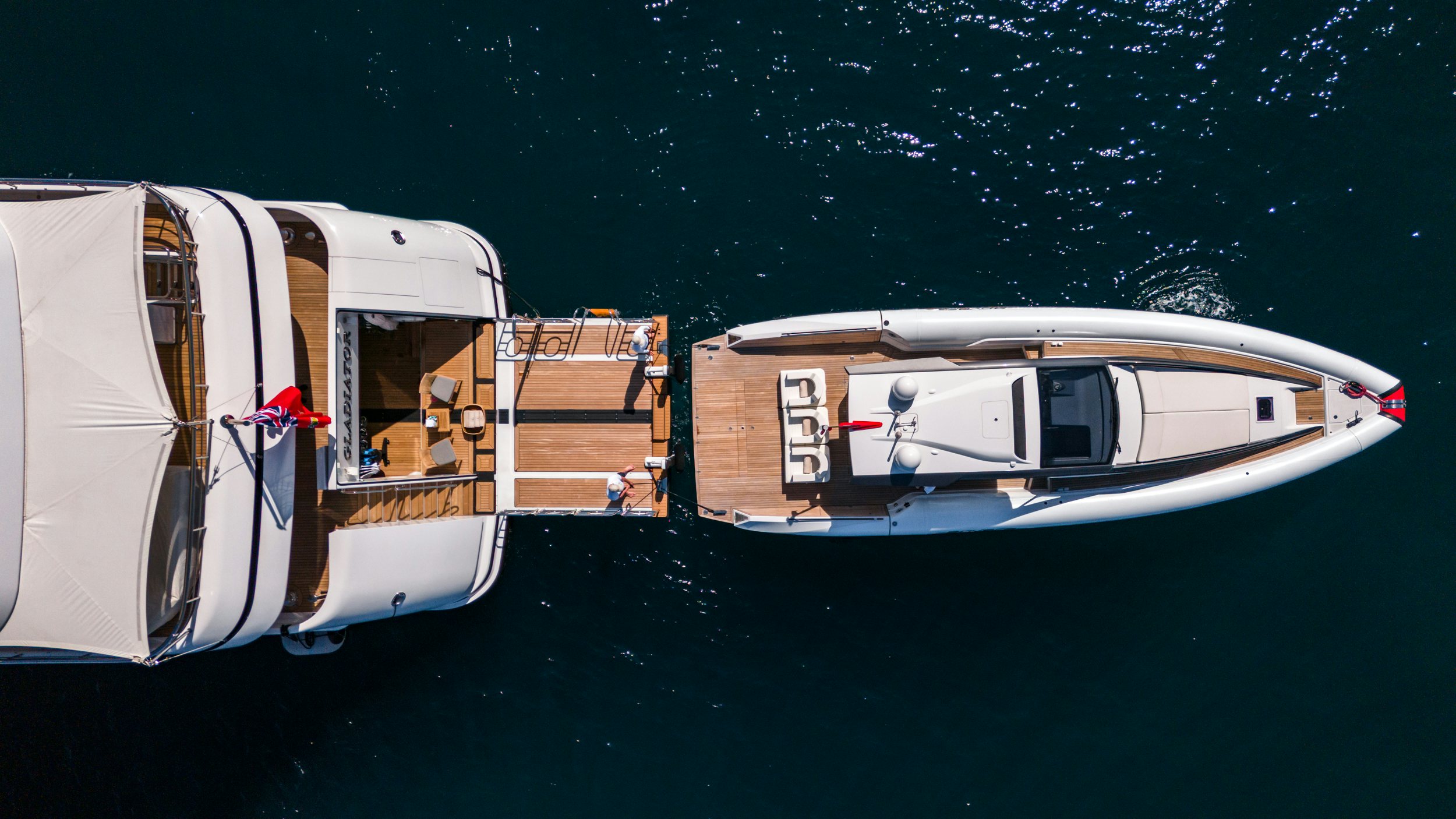 a boat in the water aboard GLADIATOR Yacht for Charter