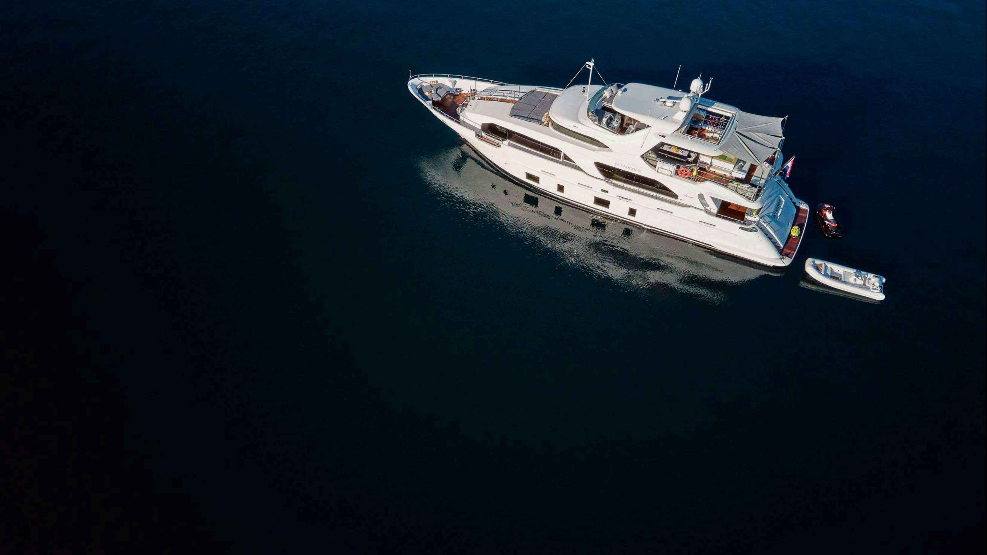 a high angle view of a boat aboard OCEAN DRIVE Yacht for Charter