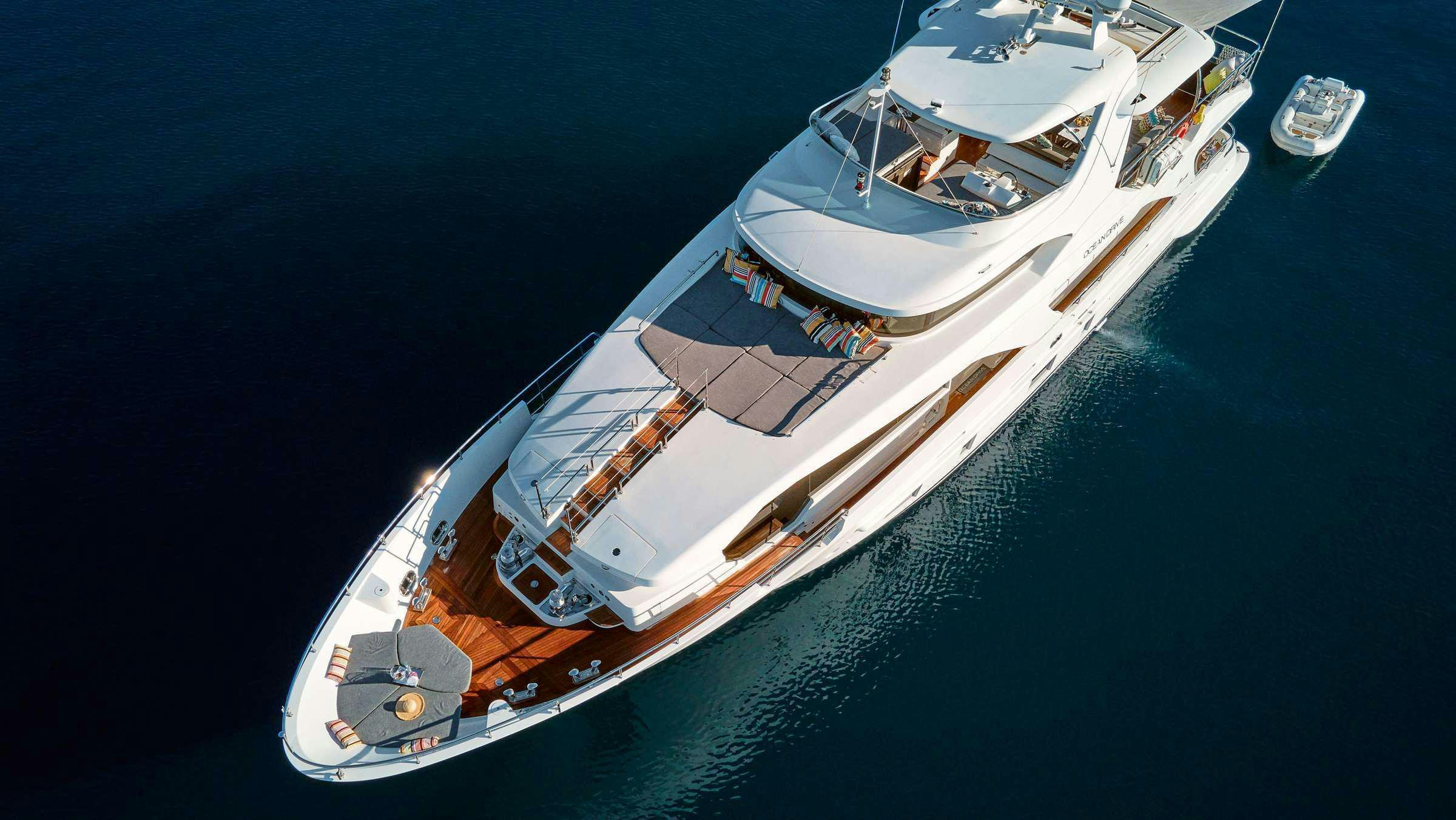 a high angle view of a boat aboard OCEAN DRIVE Yacht for Charter