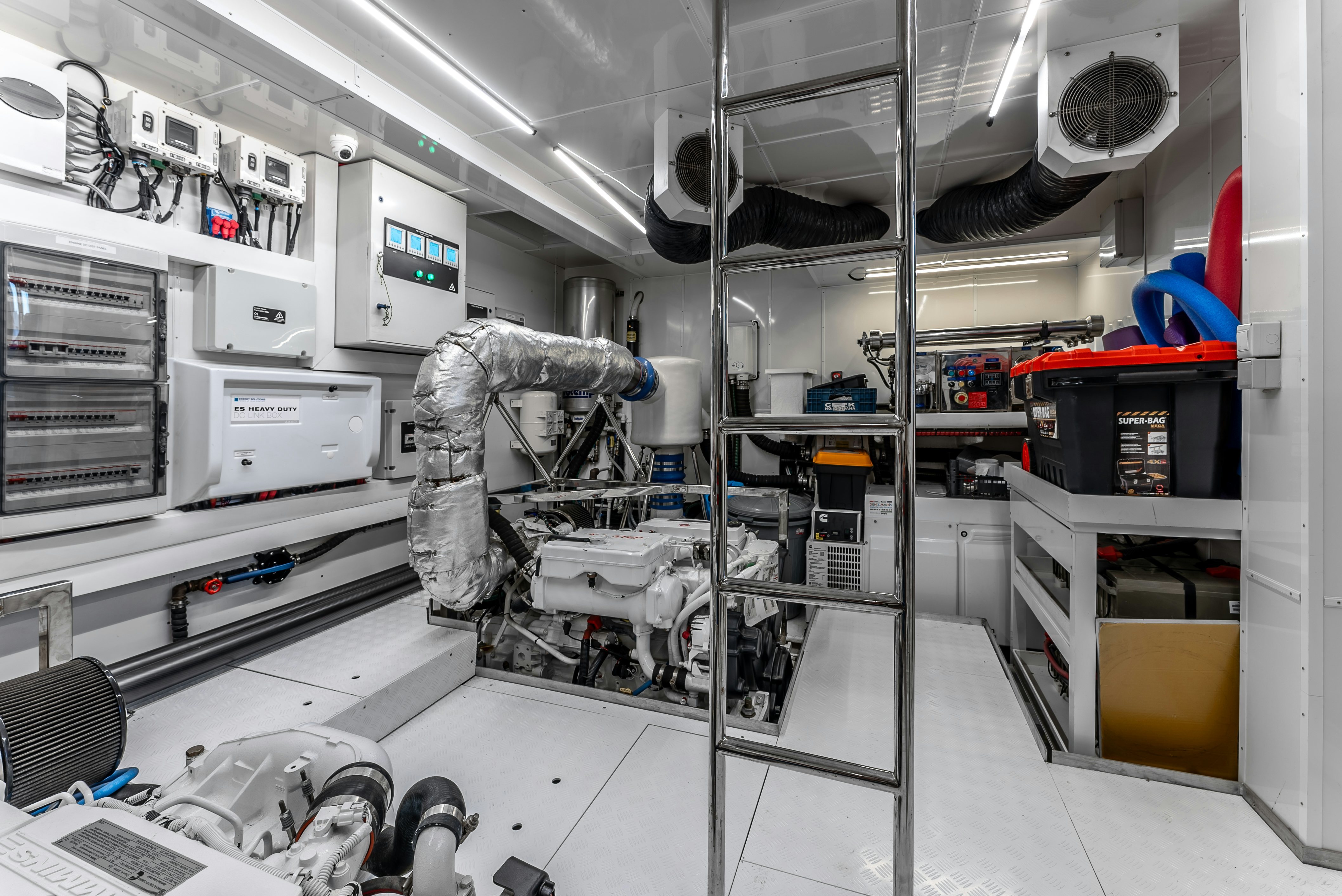 a large white machine with a statue aboard LITTLE MERMAID Yacht for Sale