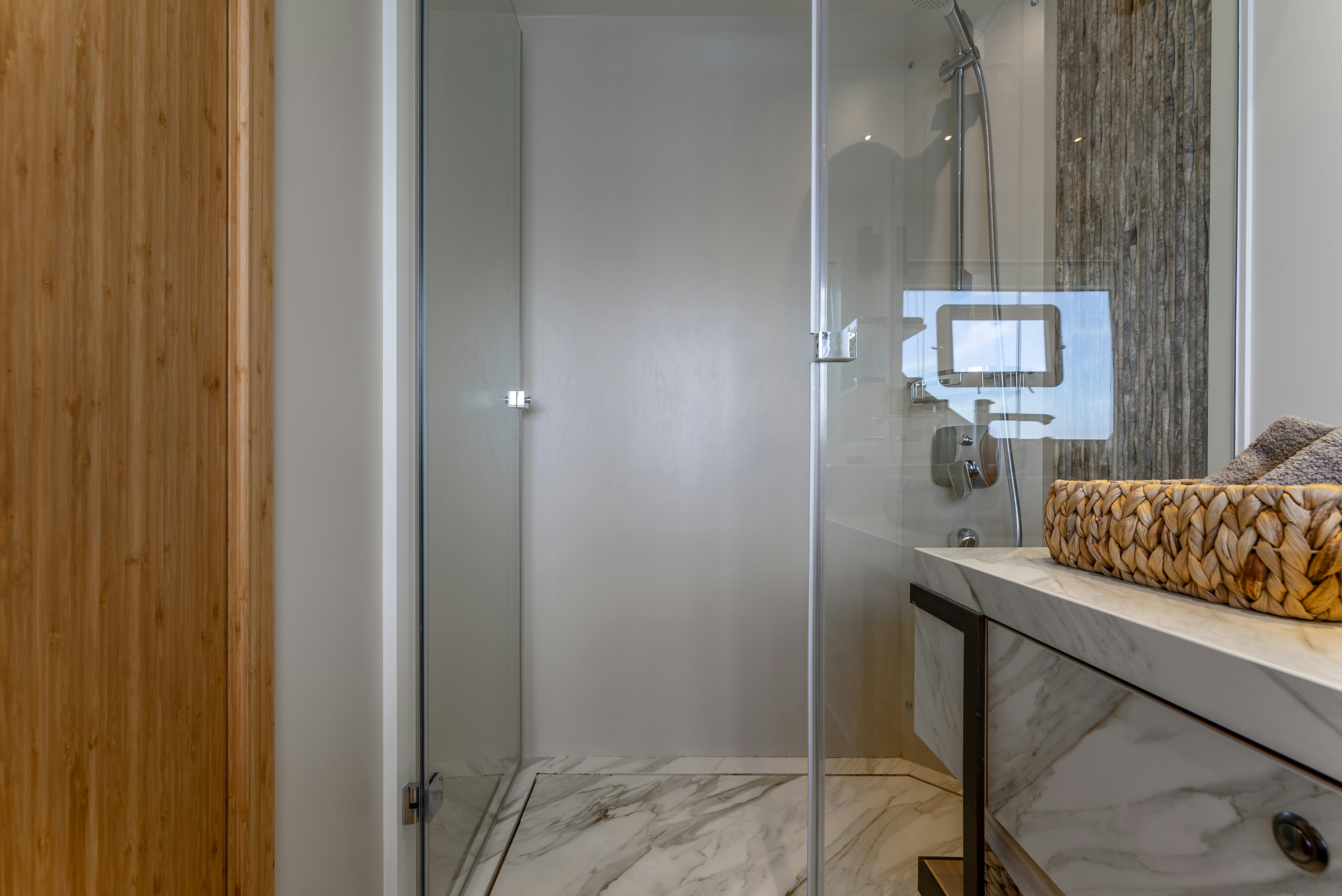 a shower unit in a room aboard LITTLE MERMAID Yacht for Sale