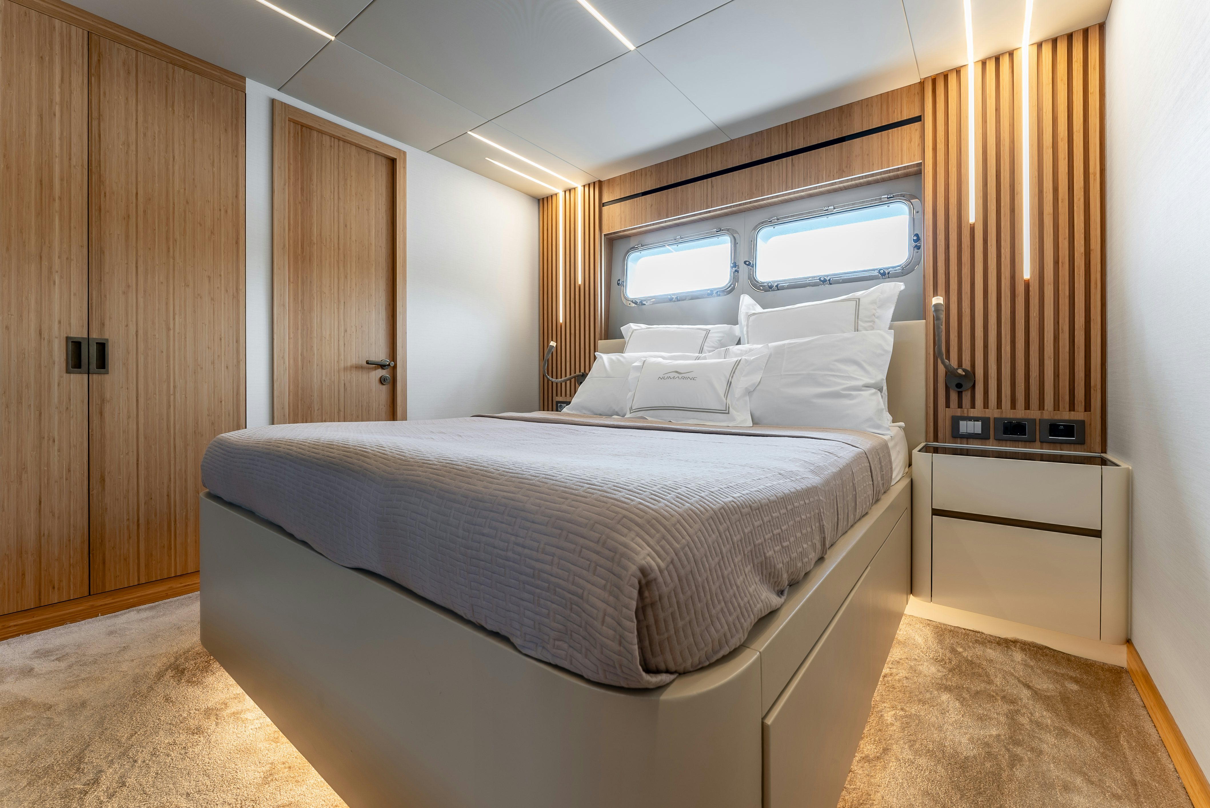 a bed in a room aboard LITTLE MERMAID Yacht for Sale