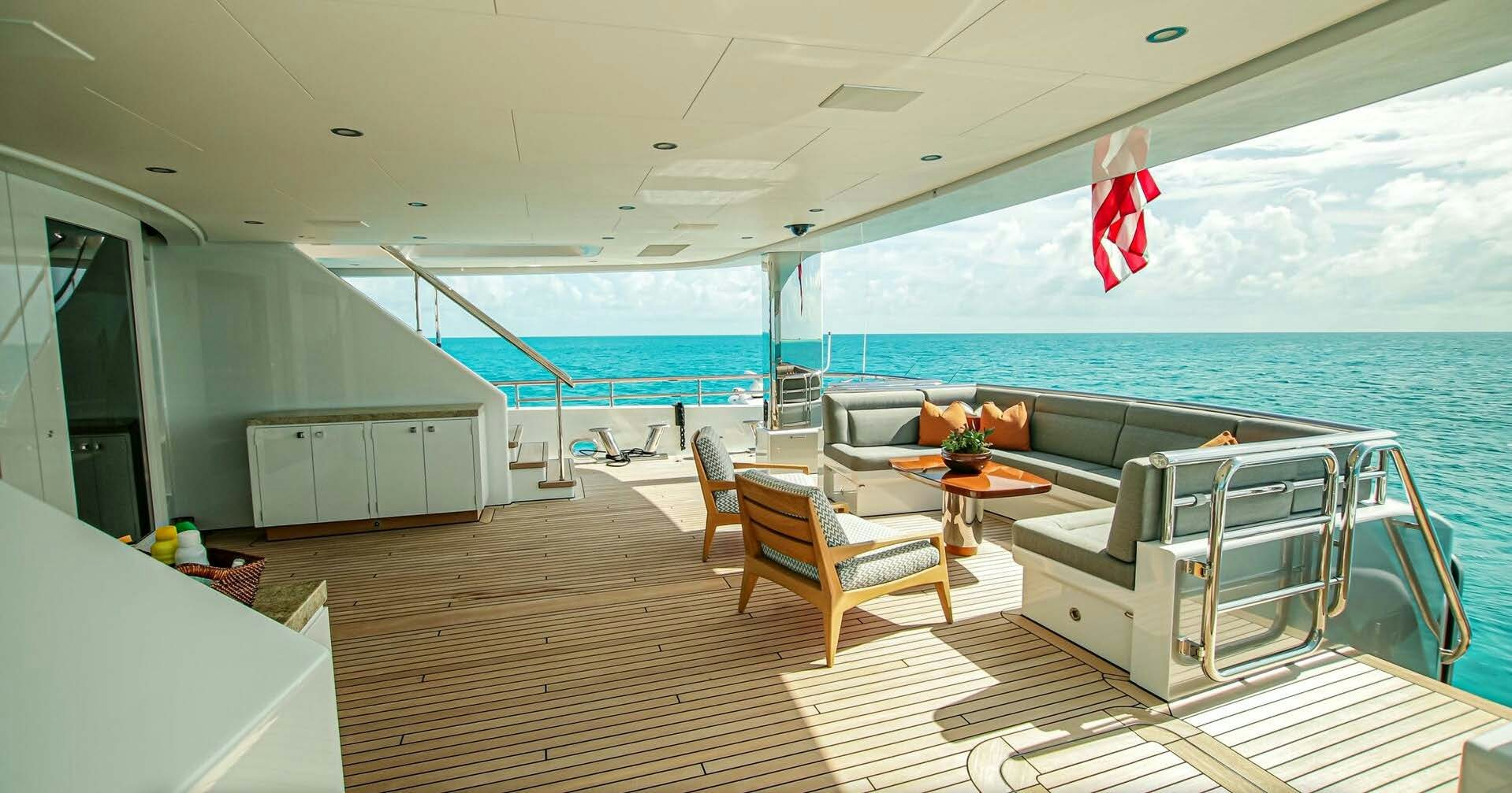 a large living room with a large pool aboard W Yacht for Charter