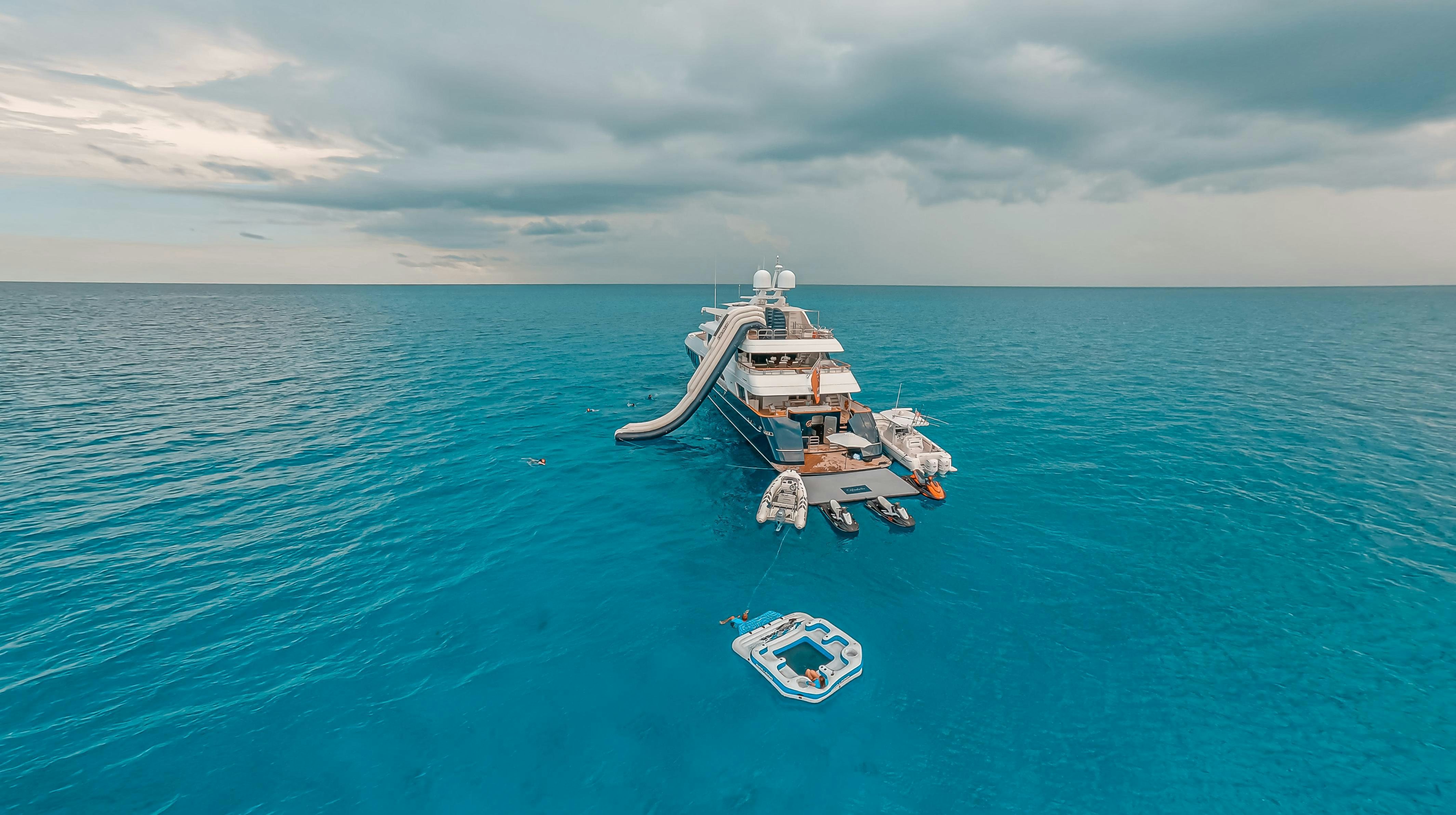a boat in the water aboard MIRABELLA Yacht for Charter