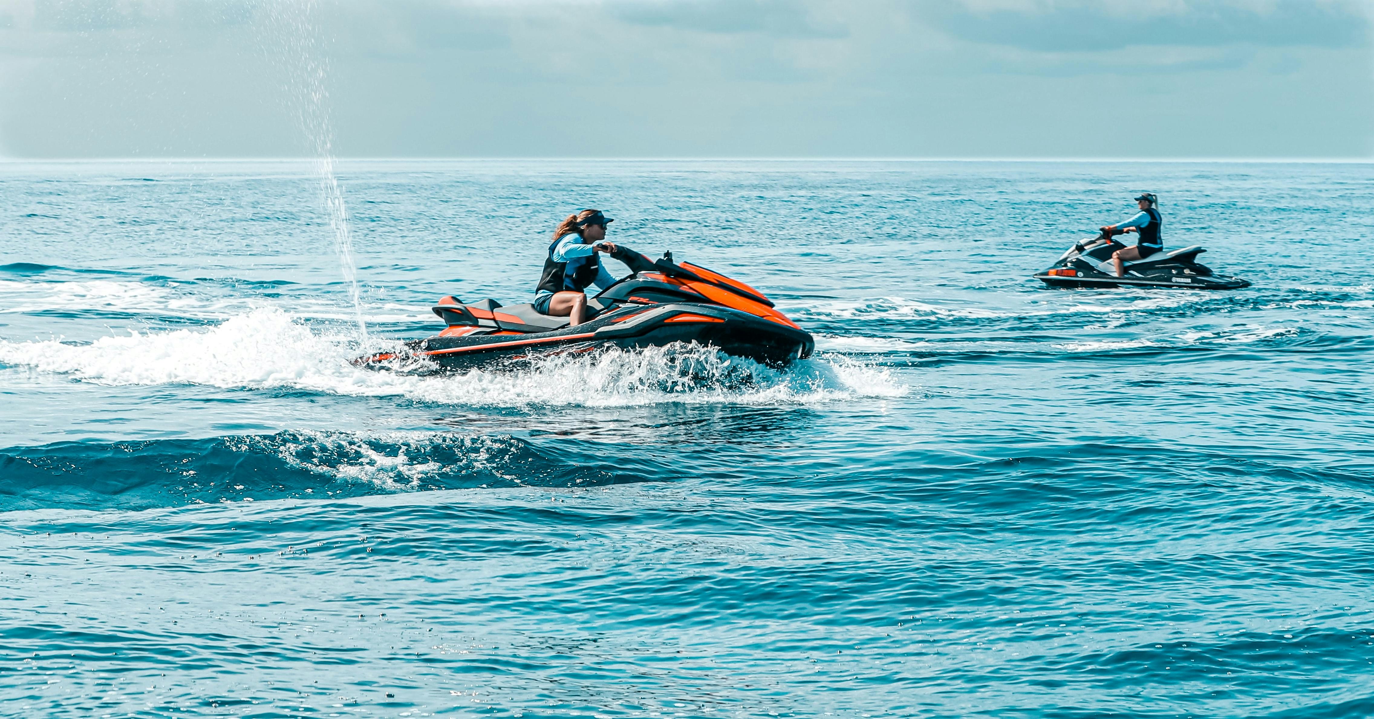 two people in a boat aboard MIRABELLA Yacht for Charter