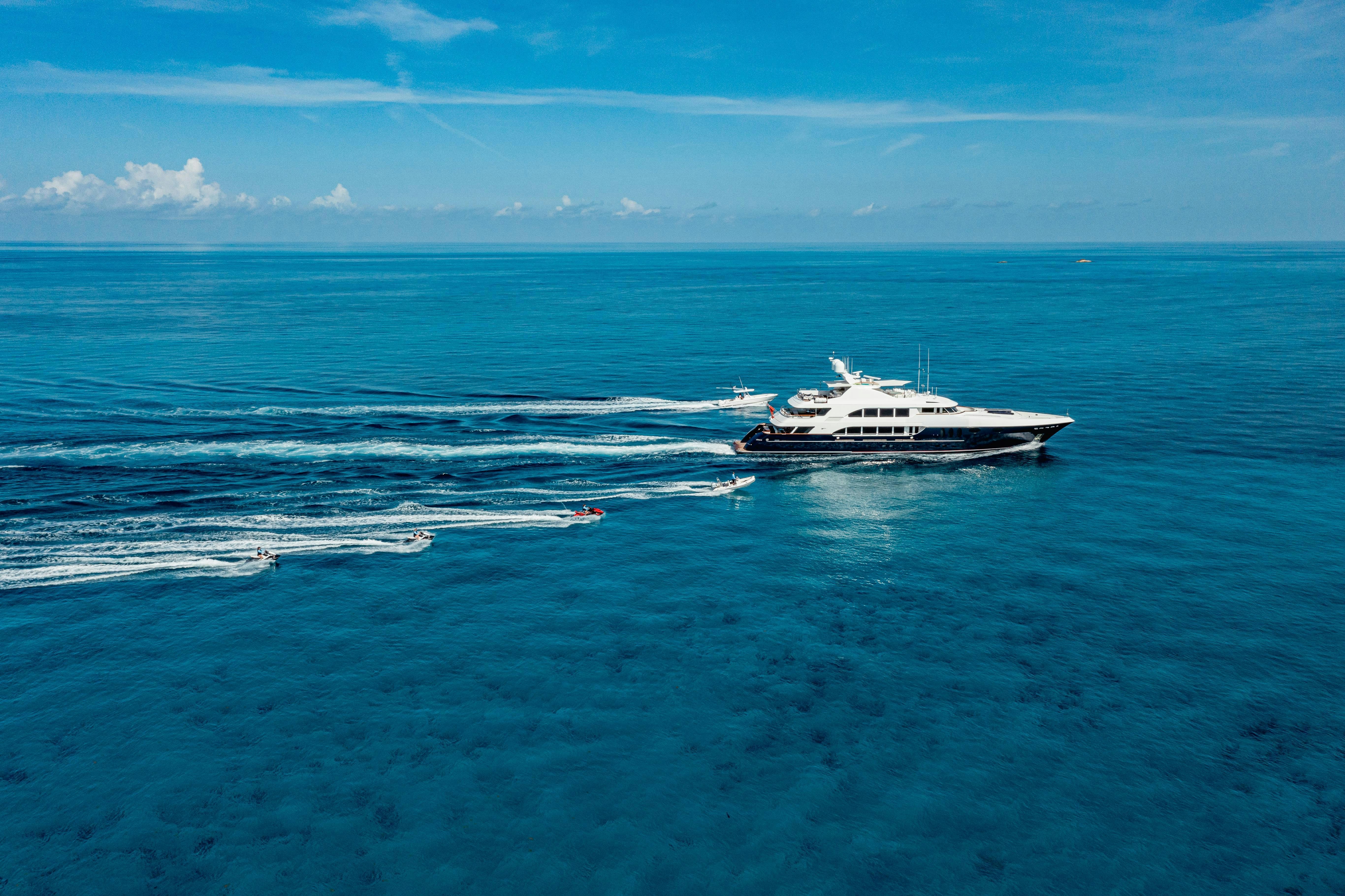a boat in the ocean aboard MIRABELLA Yacht for Charter