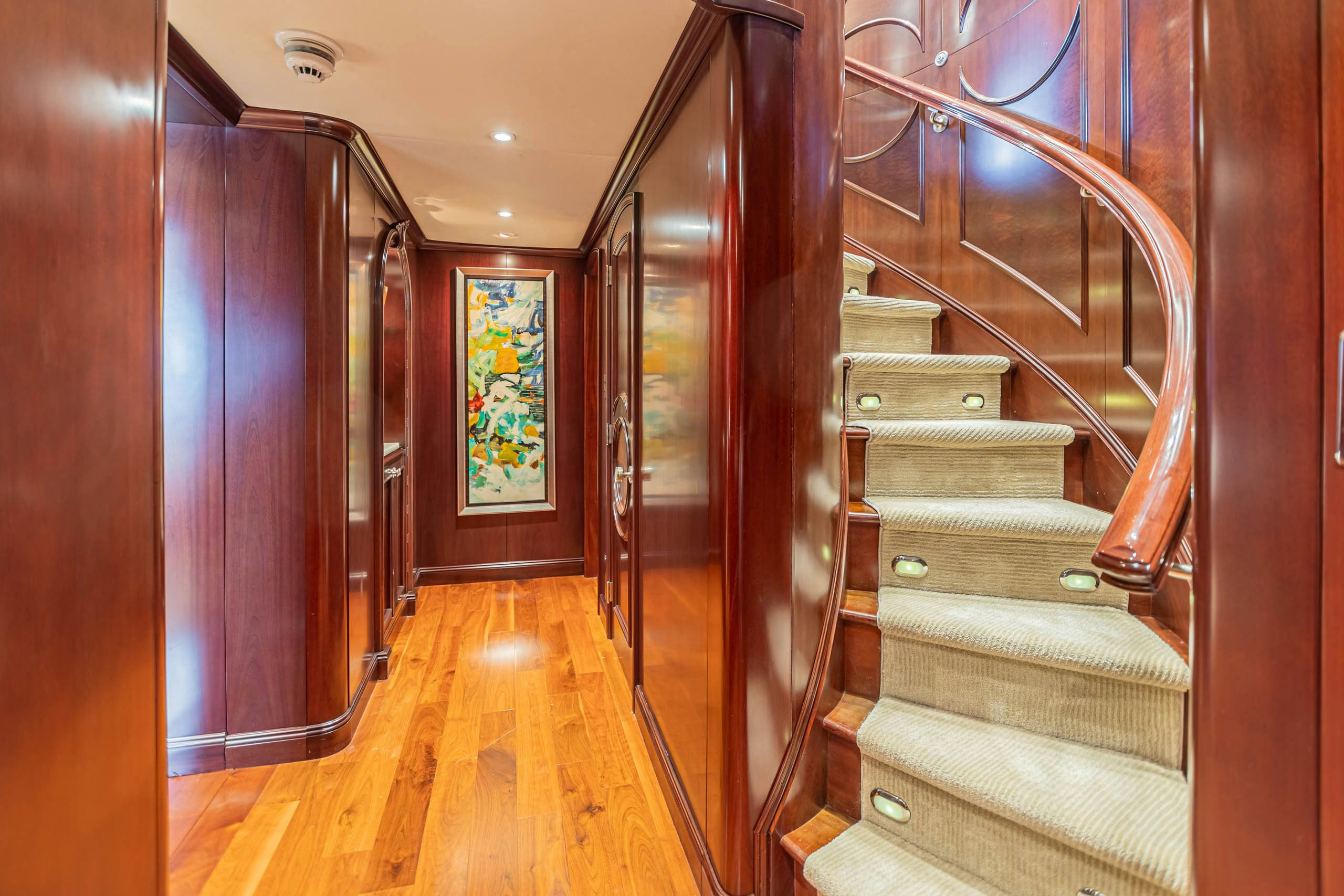 a staircase in a house aboard MIRABELLA Yacht for Charter
