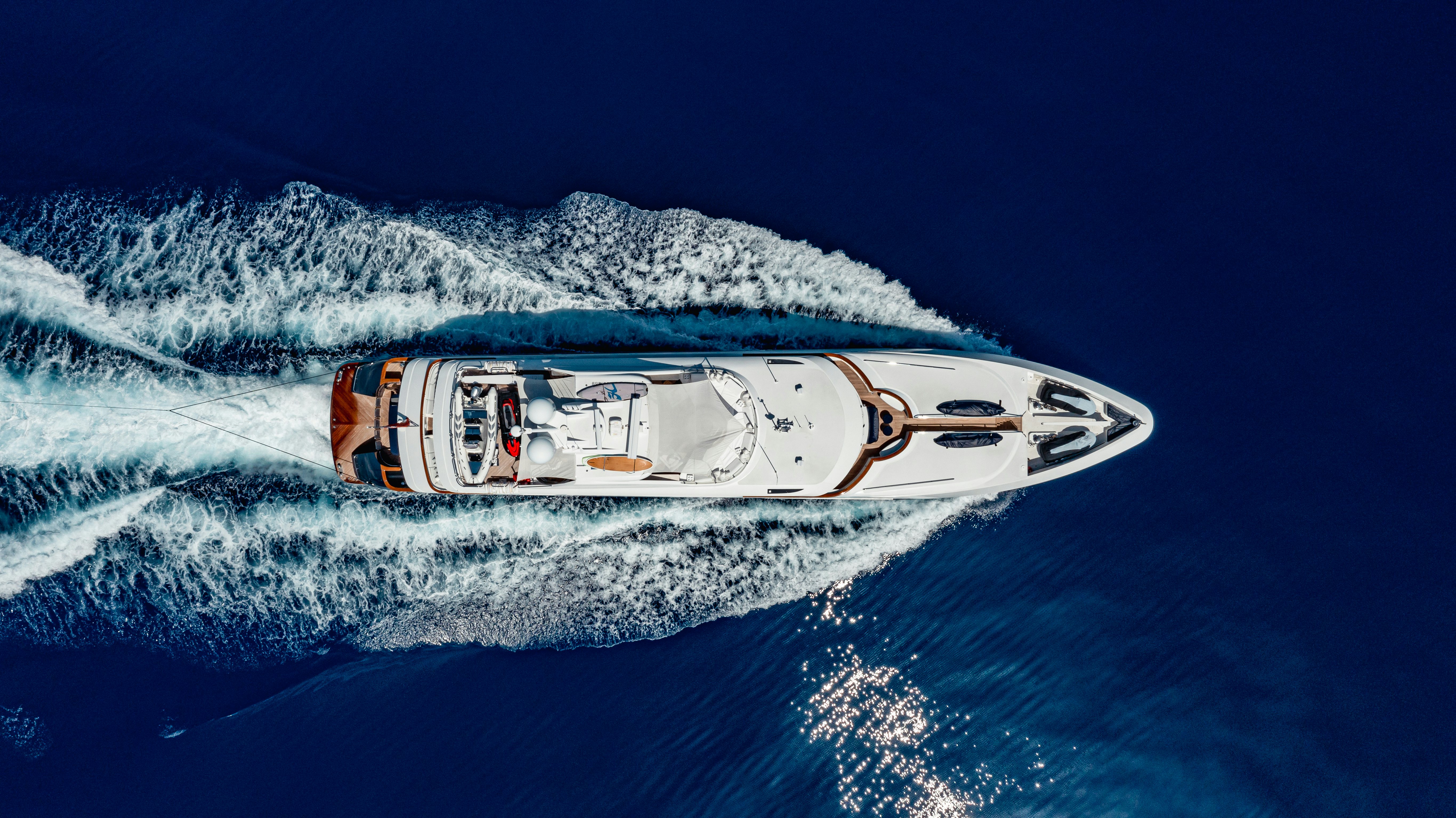 a white boat in the water aboard MIRABELLA Yacht for Sale