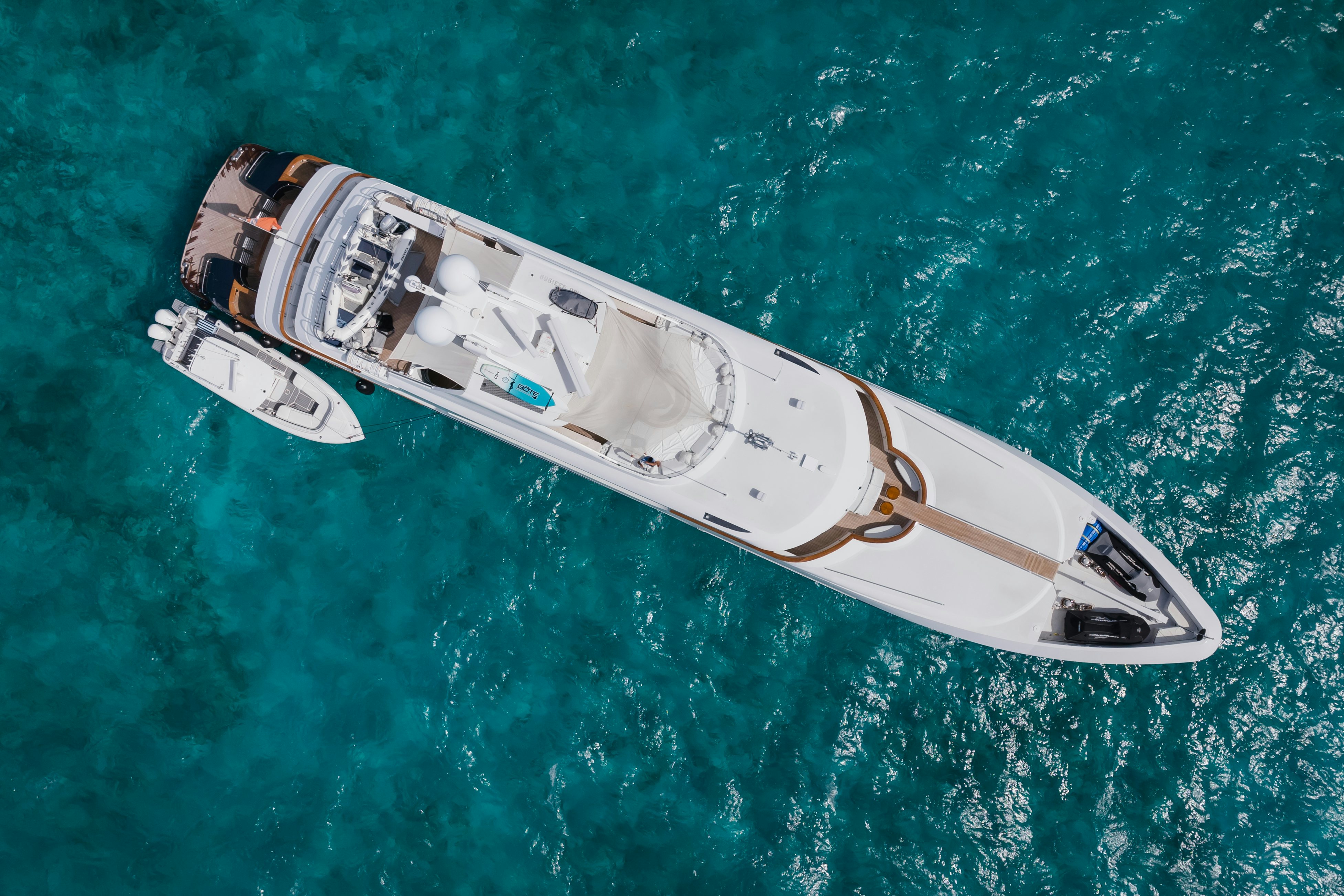 a space ship in the water aboard MIRABELLA Yacht for Sale