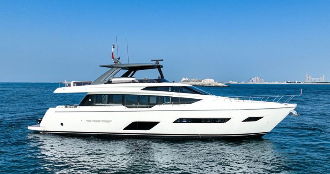 a white yacht in the water aboard PICCOLINO Yacht for Sale