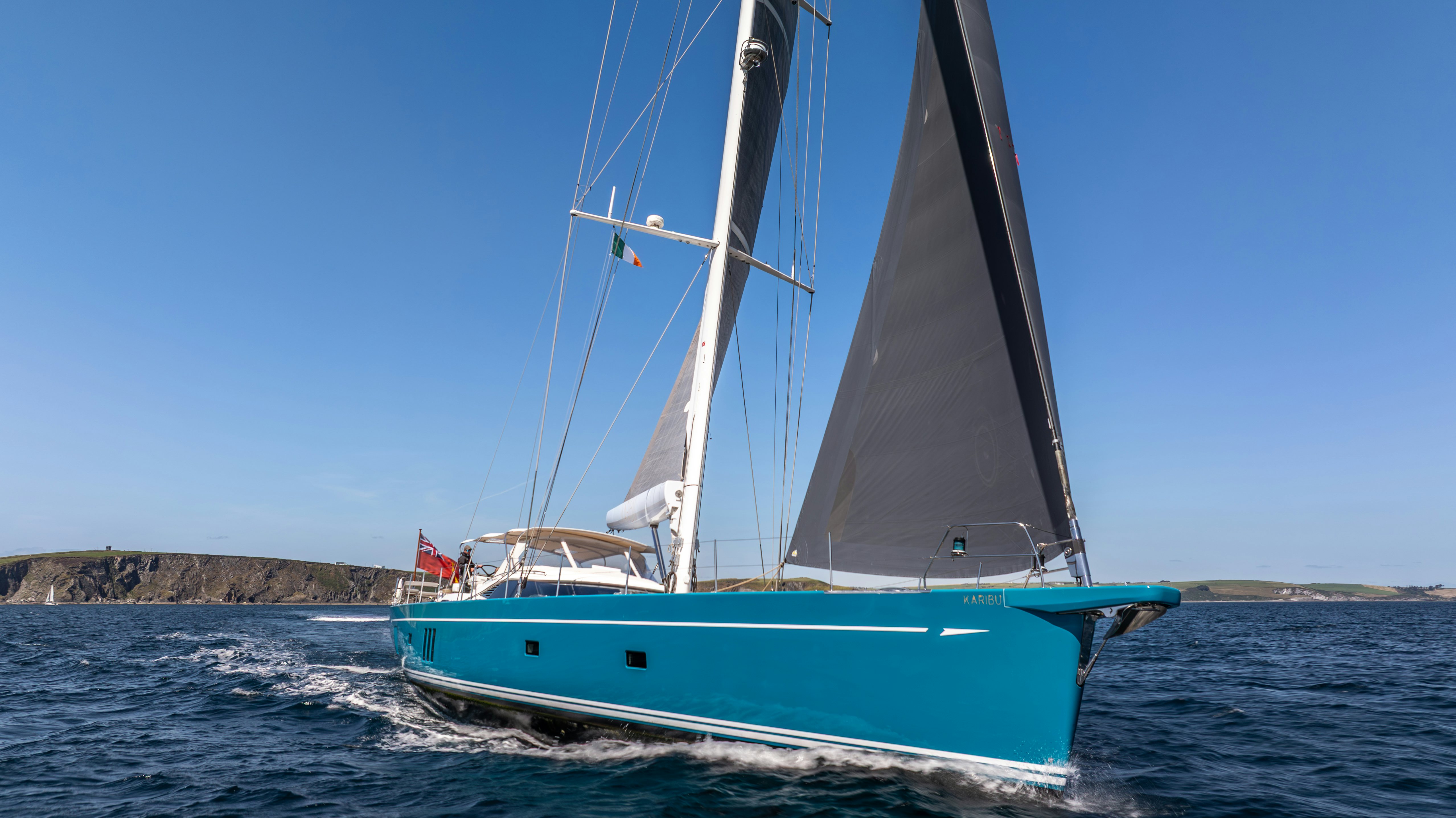 a sailboat on the water aboard KARIBU Yacht for Sale