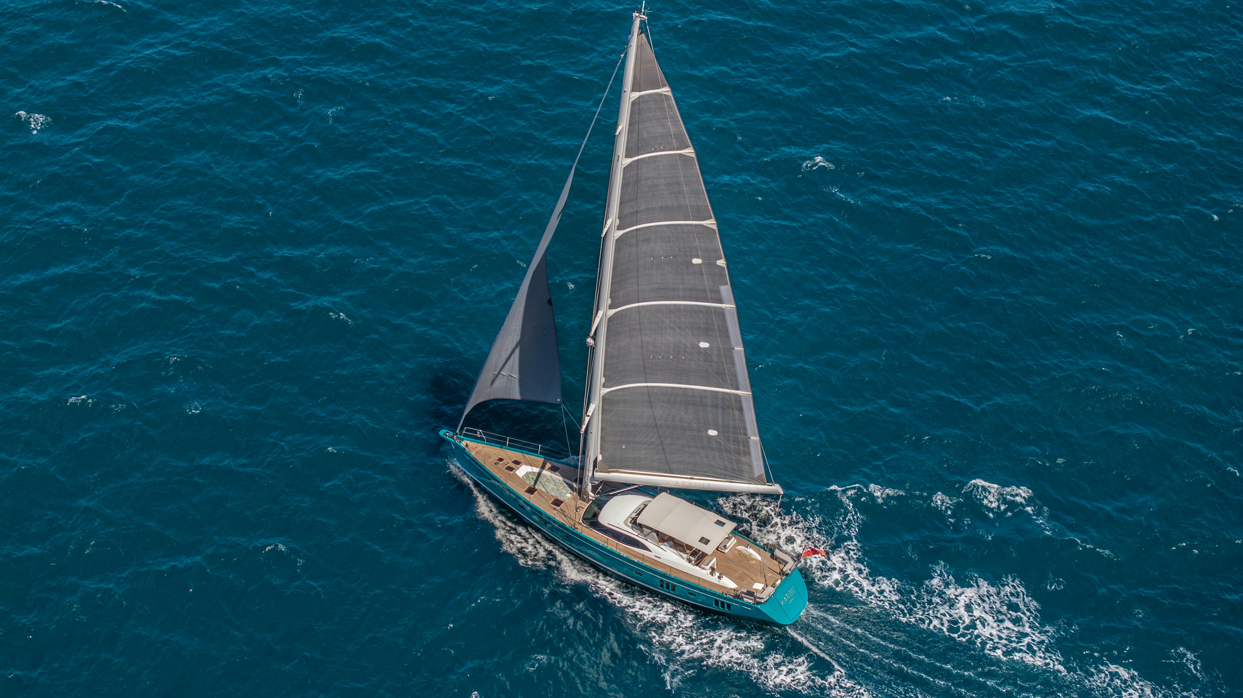 a sailboat on the water aboard KARIBU Yacht for Sale