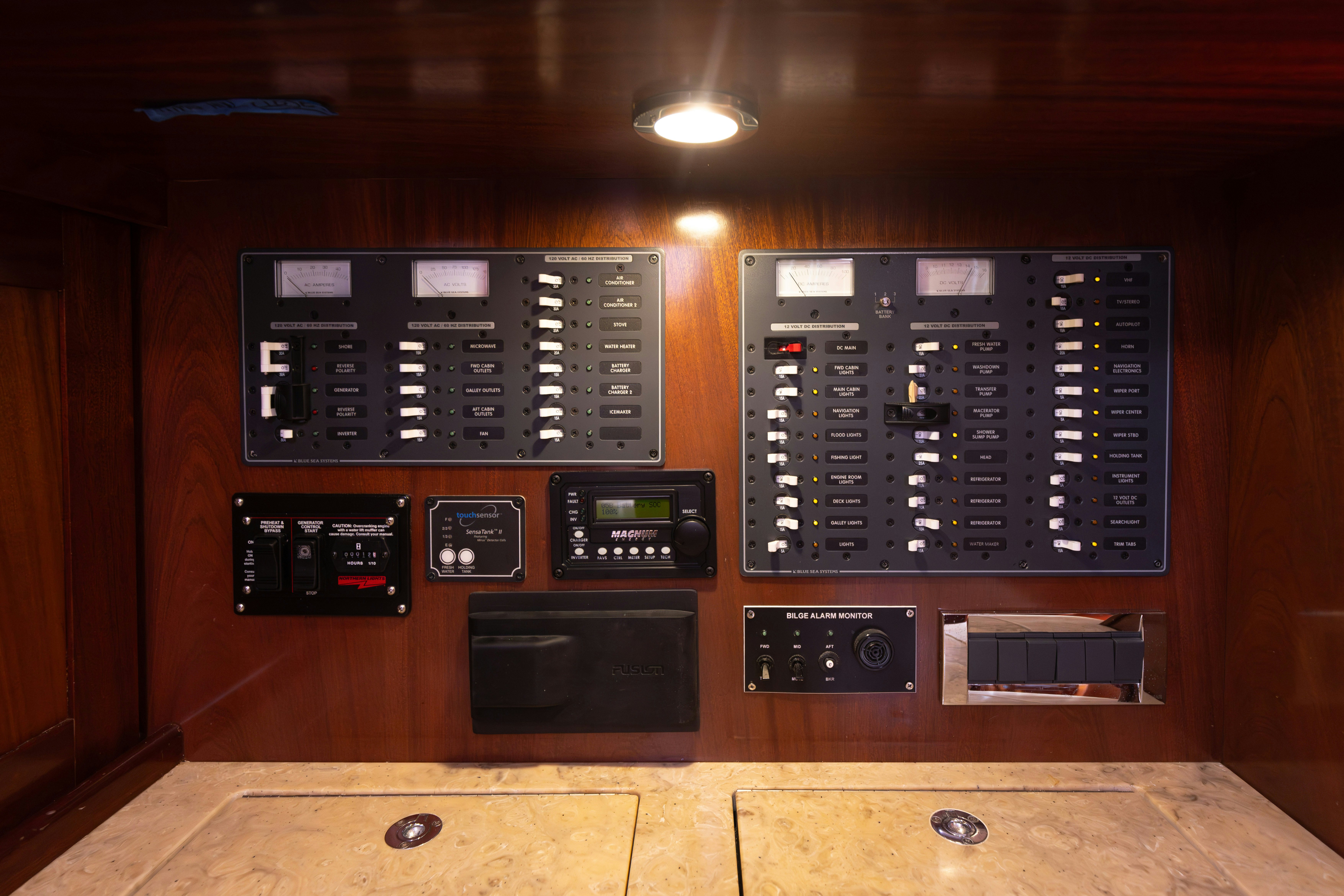 a group of electronic devices aboard TRANQUILITY Yacht for Sale