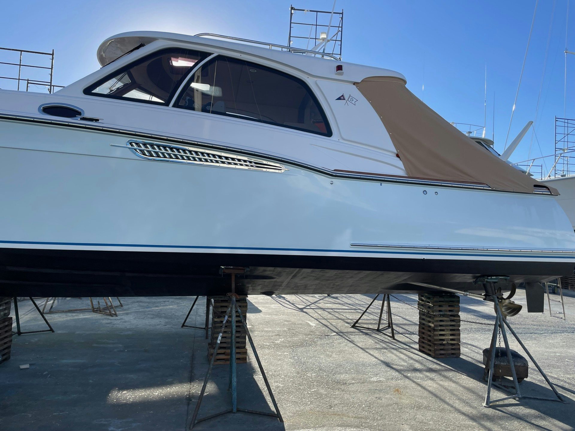 a white helicopter on a stand aboard TRANQUILITY Yacht for Sale