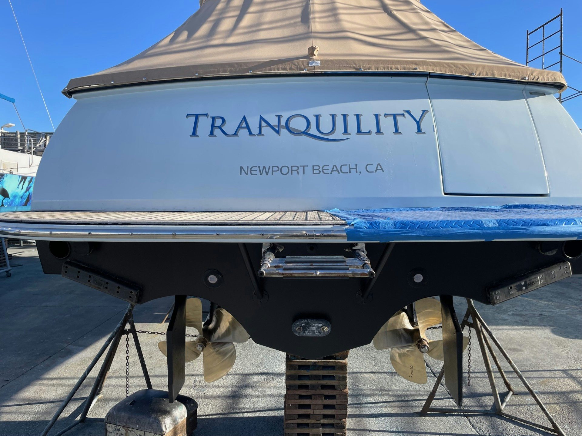 a boat on a trailer aboard TRANQUILITY Yacht for Sale