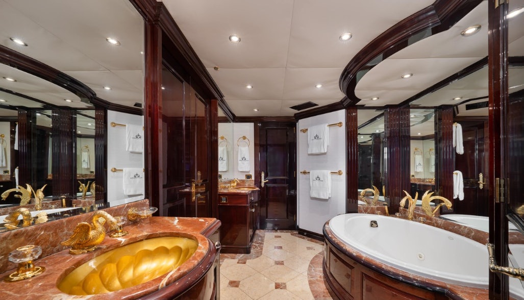 a large bathroom with a large sink aboard IONIAN PRINCESS Yacht for Sale