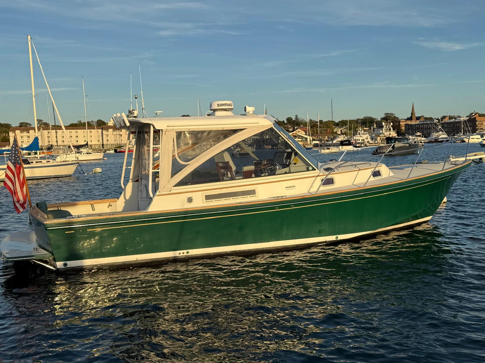 a boat on the water aboard LARK Yacht for Sale