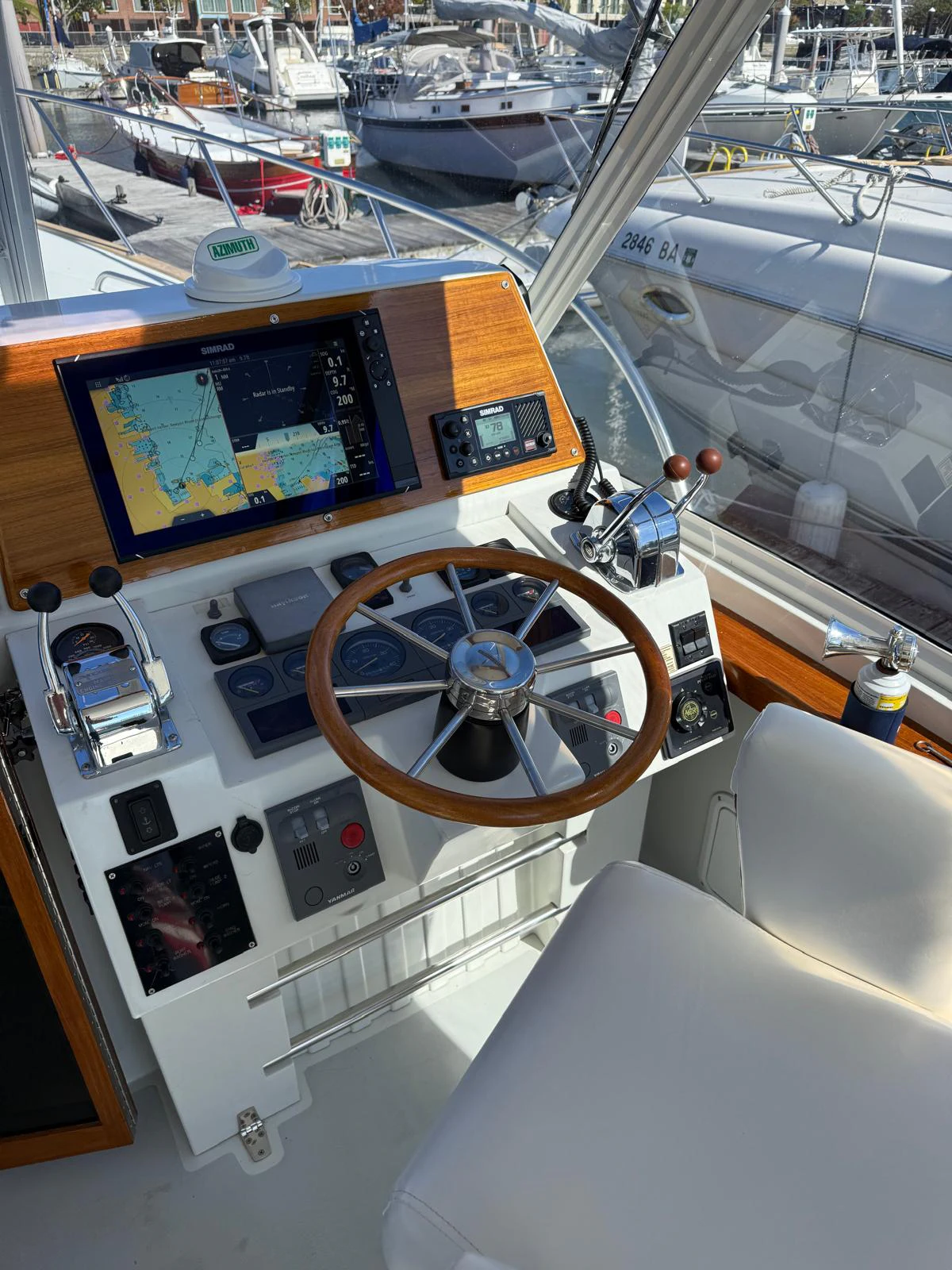 a control panel on a boat aboard LARK Yacht for Sale