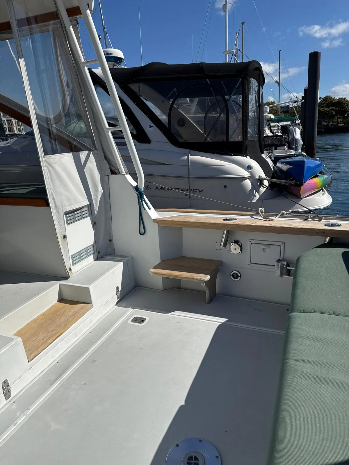 a boat on a trailer aboard LARK Yacht for Sale