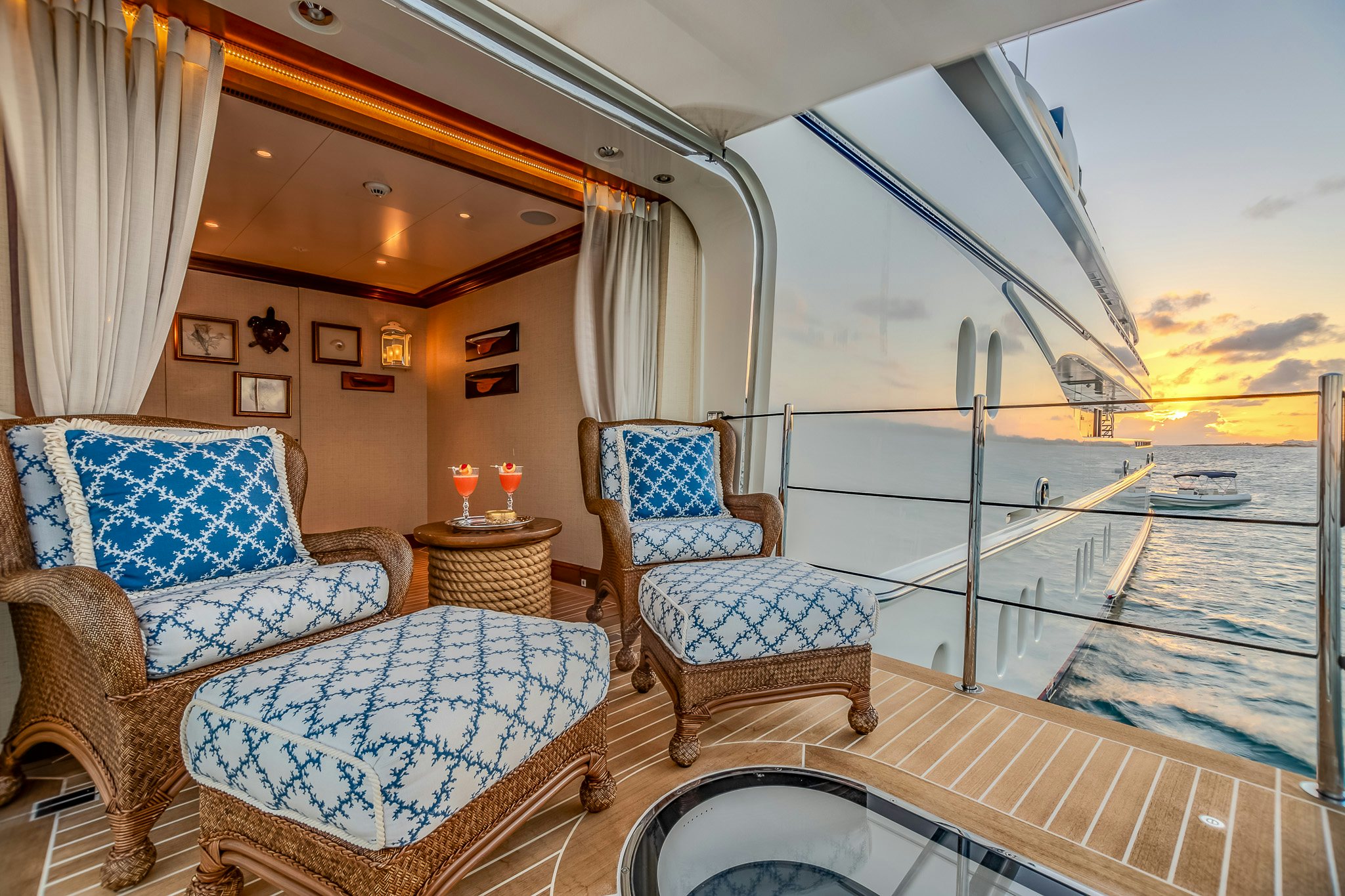 a room with a view of the ocean and the ocean aboard LADY KATHRYN V Yacht for Charter