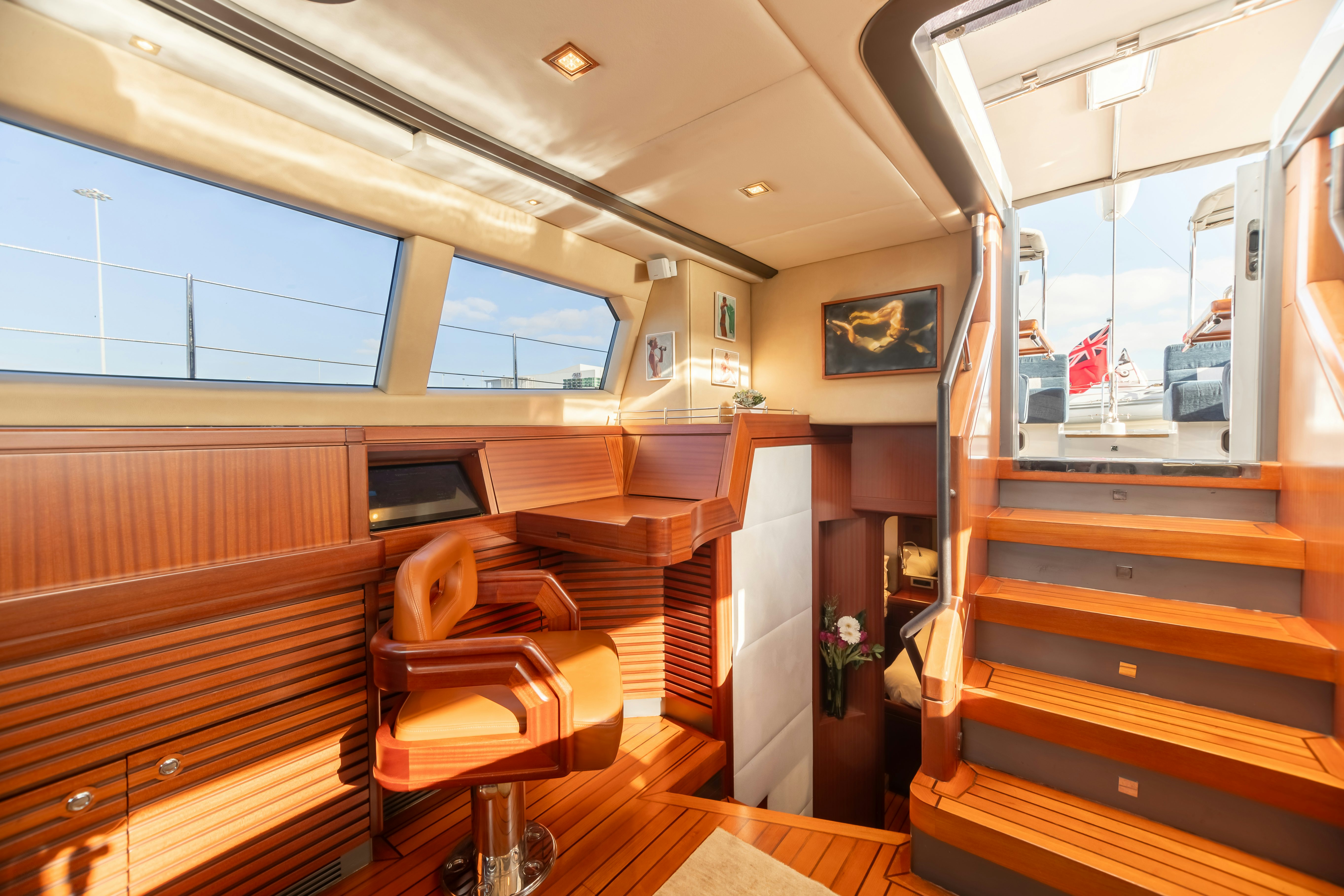 inside of a train aboard ASSAI Yacht for Sale