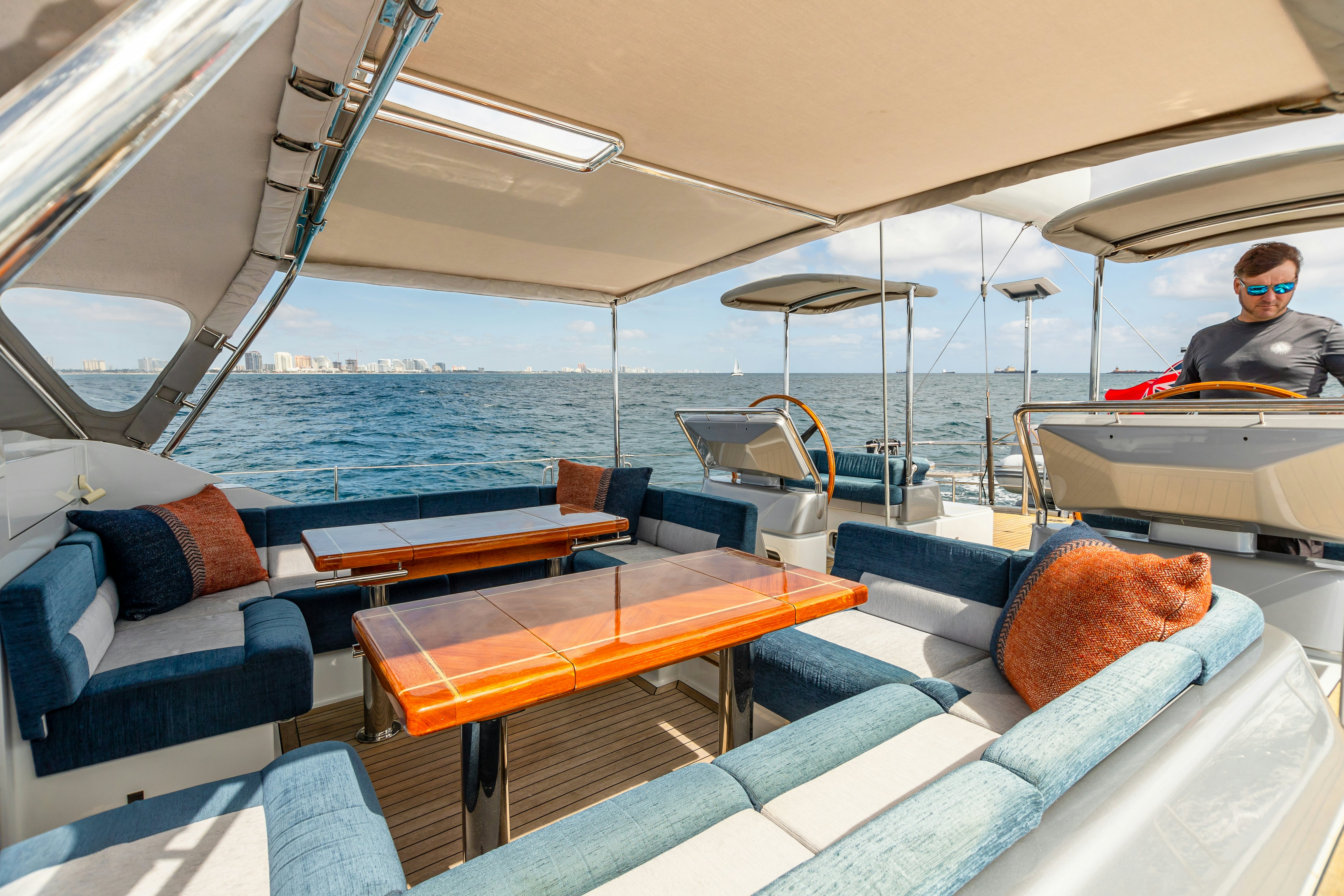 a boat with a person sitting on it aboard ASSAI Yacht for Sale