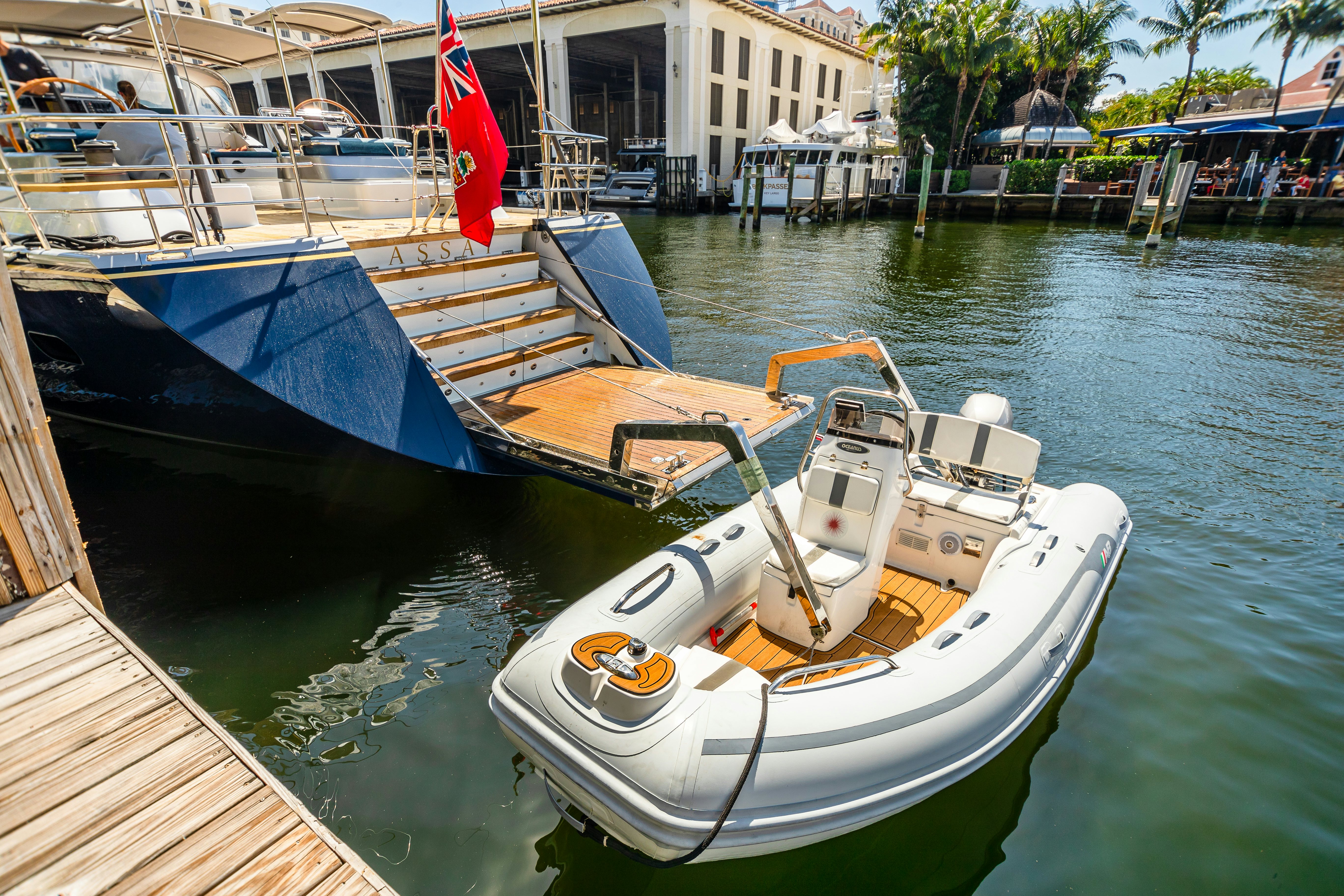 a boat is parked in the water aboard ASSAI Yacht for Sale