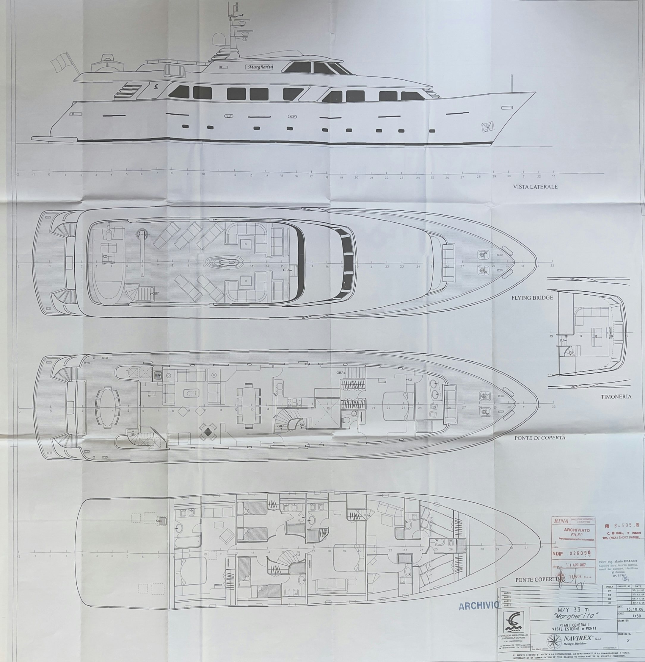 diagram, engineering drawing aboard L'INSTANT IV Yacht for Sale